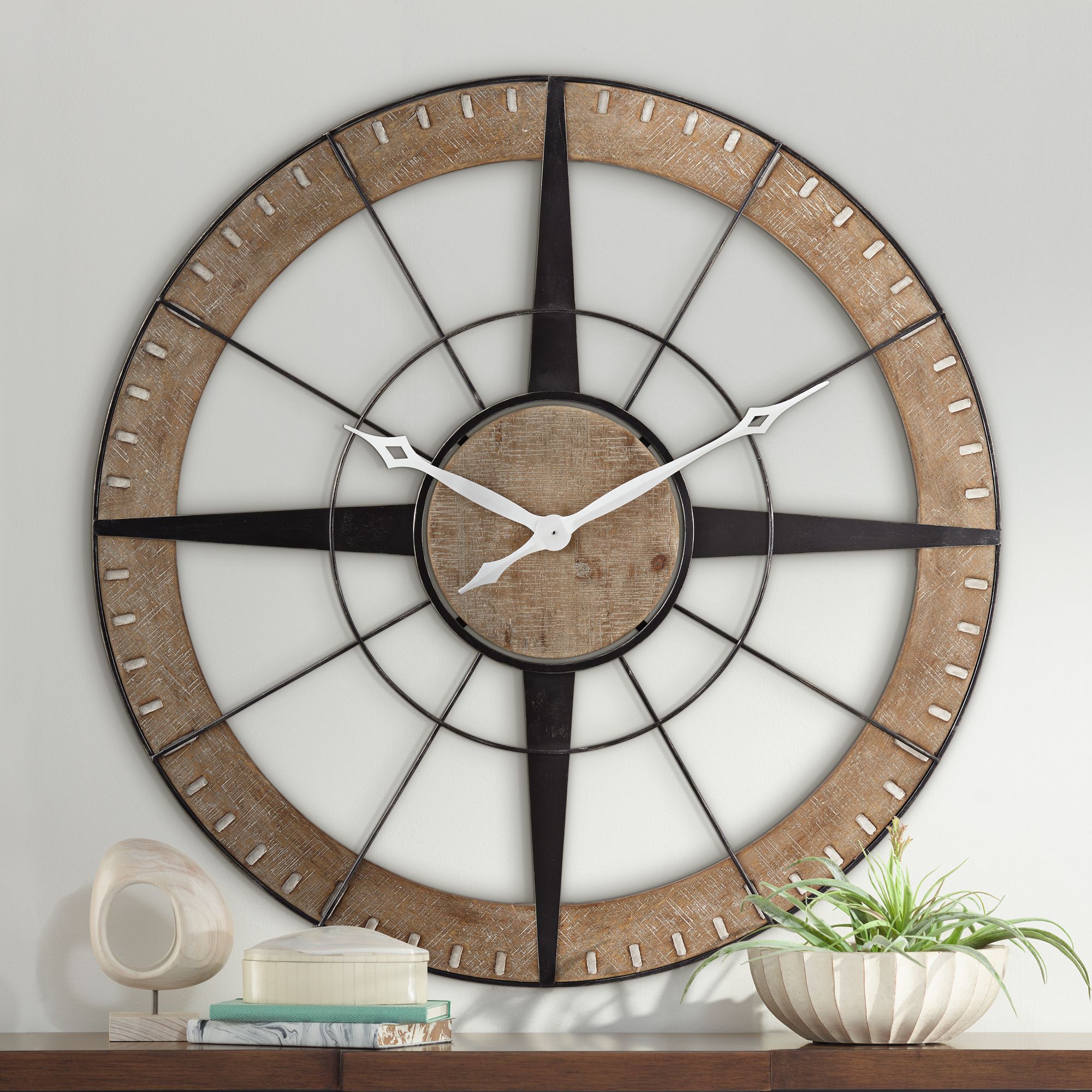Starboard Matte Black and Brown 36 1/2" Round Wall Clock