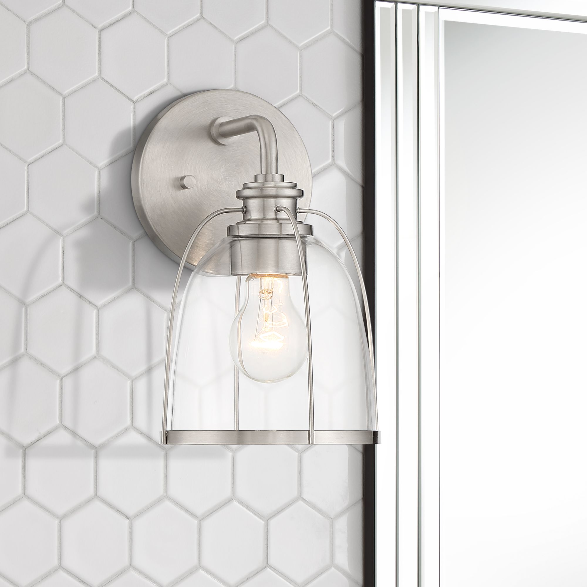 Possini Euro Kiran 10 3/4" High Modern Brushed Nickel Wall Sconce