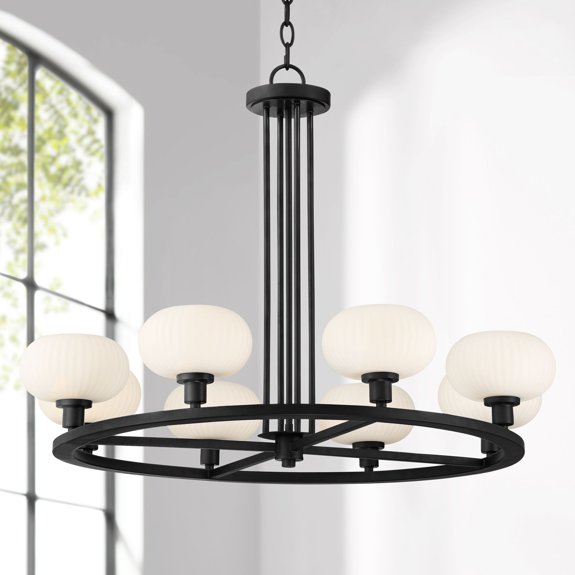 Possini Euro Brennan 31" Wide Matte Black 8-Light Chandelier