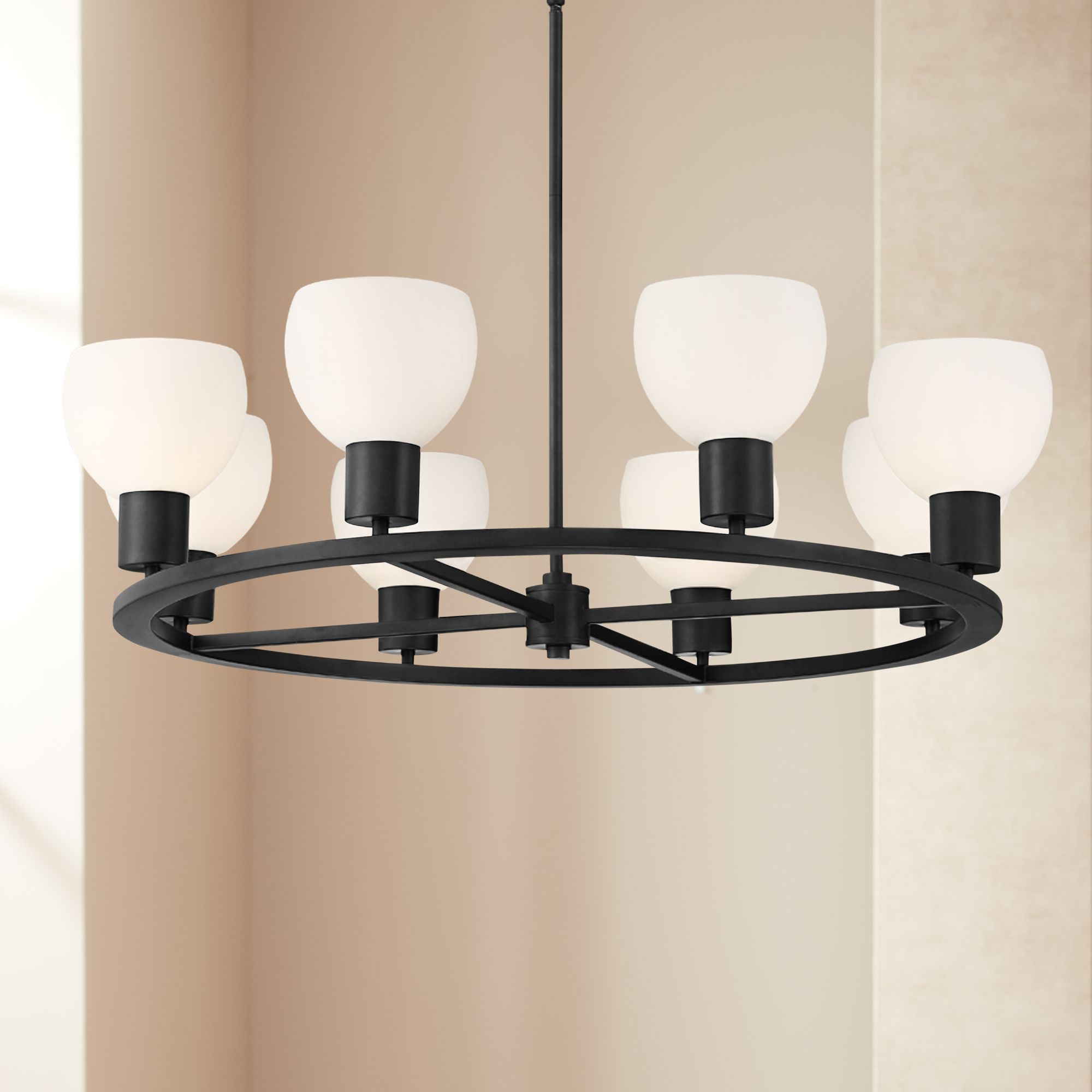 Possini Euro Brennan 32" Wide Matte Black Round 8-Light Chandelier