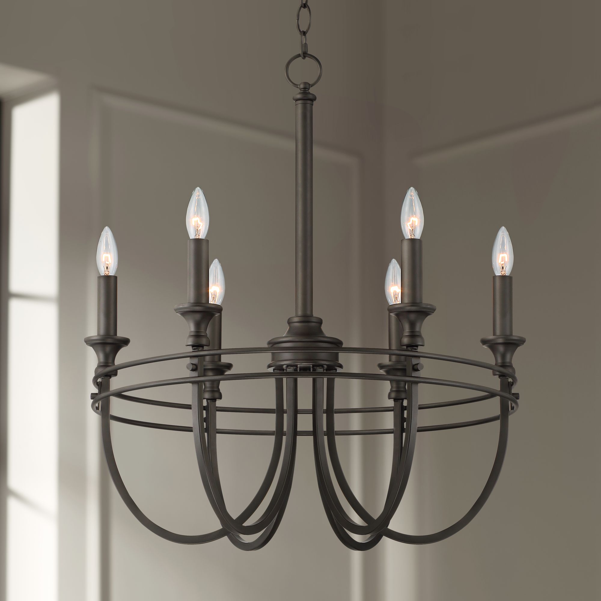 Tatiana 23" Wide Black Curving Arms 6-Light Chandelier
