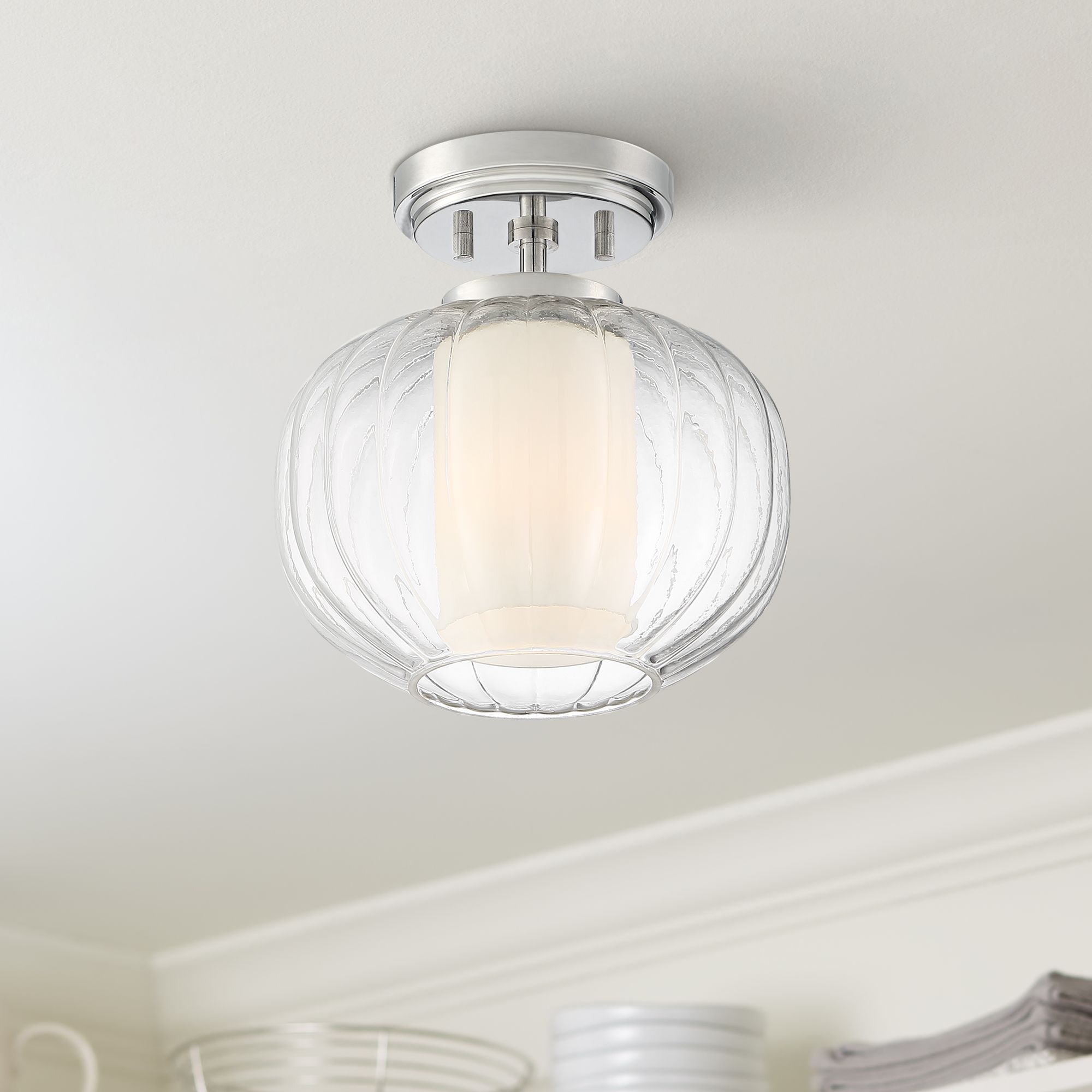 Possini Euro Albus 18" Wide Polished Nickel Ceiling Light