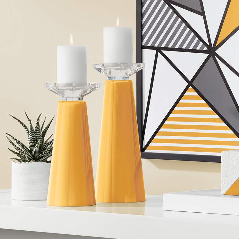Marigold Glass Candle Holders from Color Plus