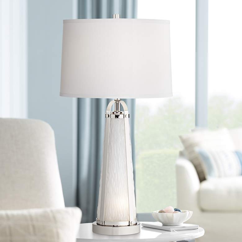 Park View Textured Glass Modern Night Light Table Lamp