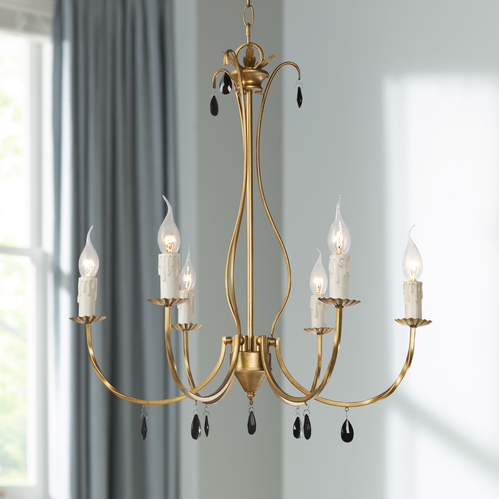 Alexis 23" Wide Antique Brass Metal 6-Light Chandelier