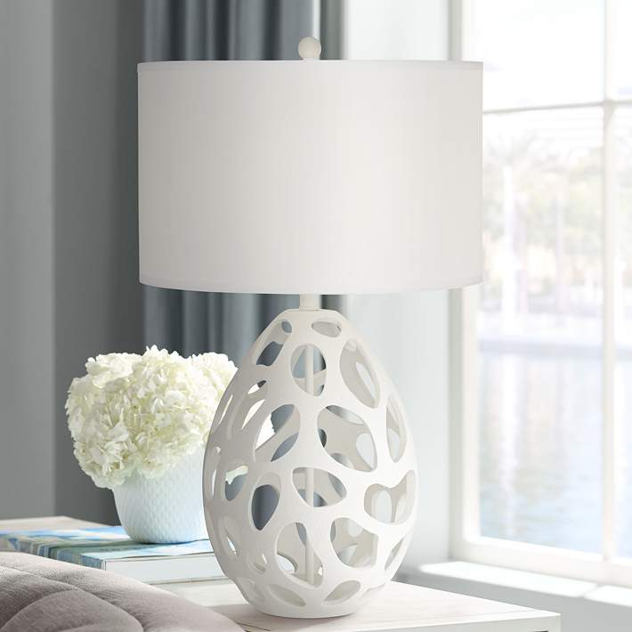 Luna Modern Table Lamp In White, Cool Table Lamps
