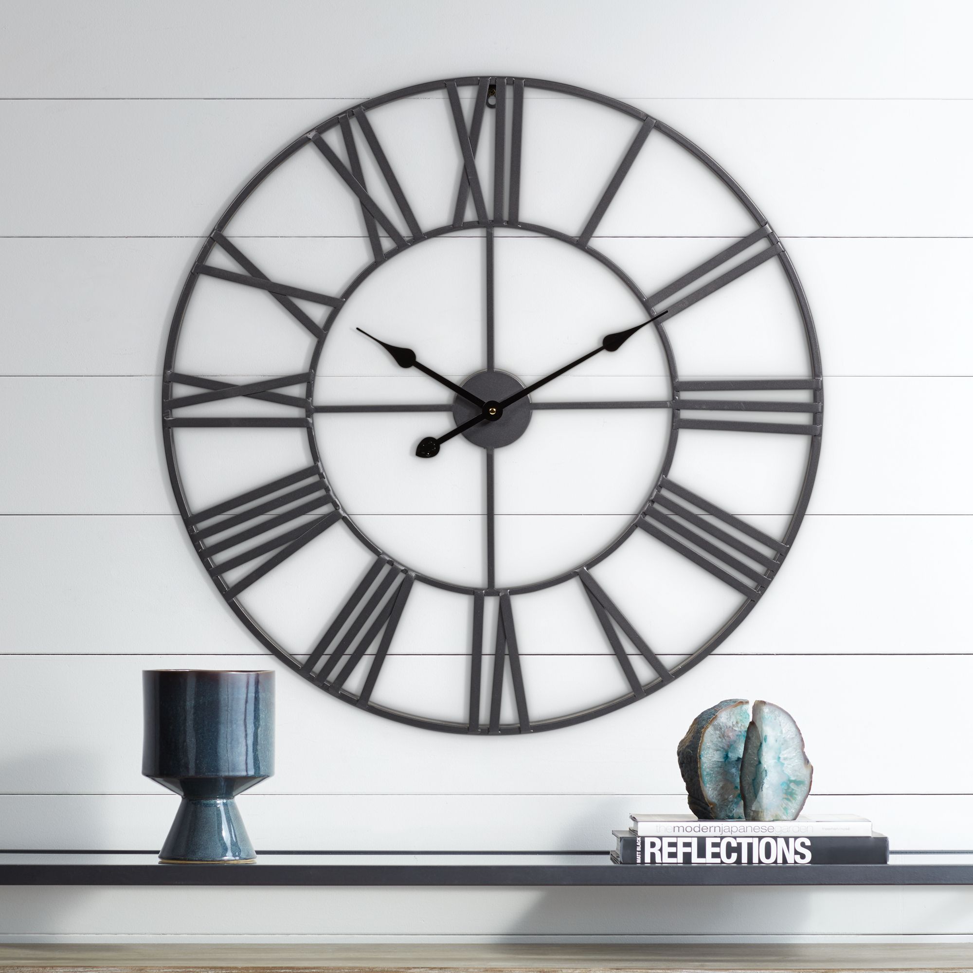 Zia Gunmetal 30" Round Wall Clock