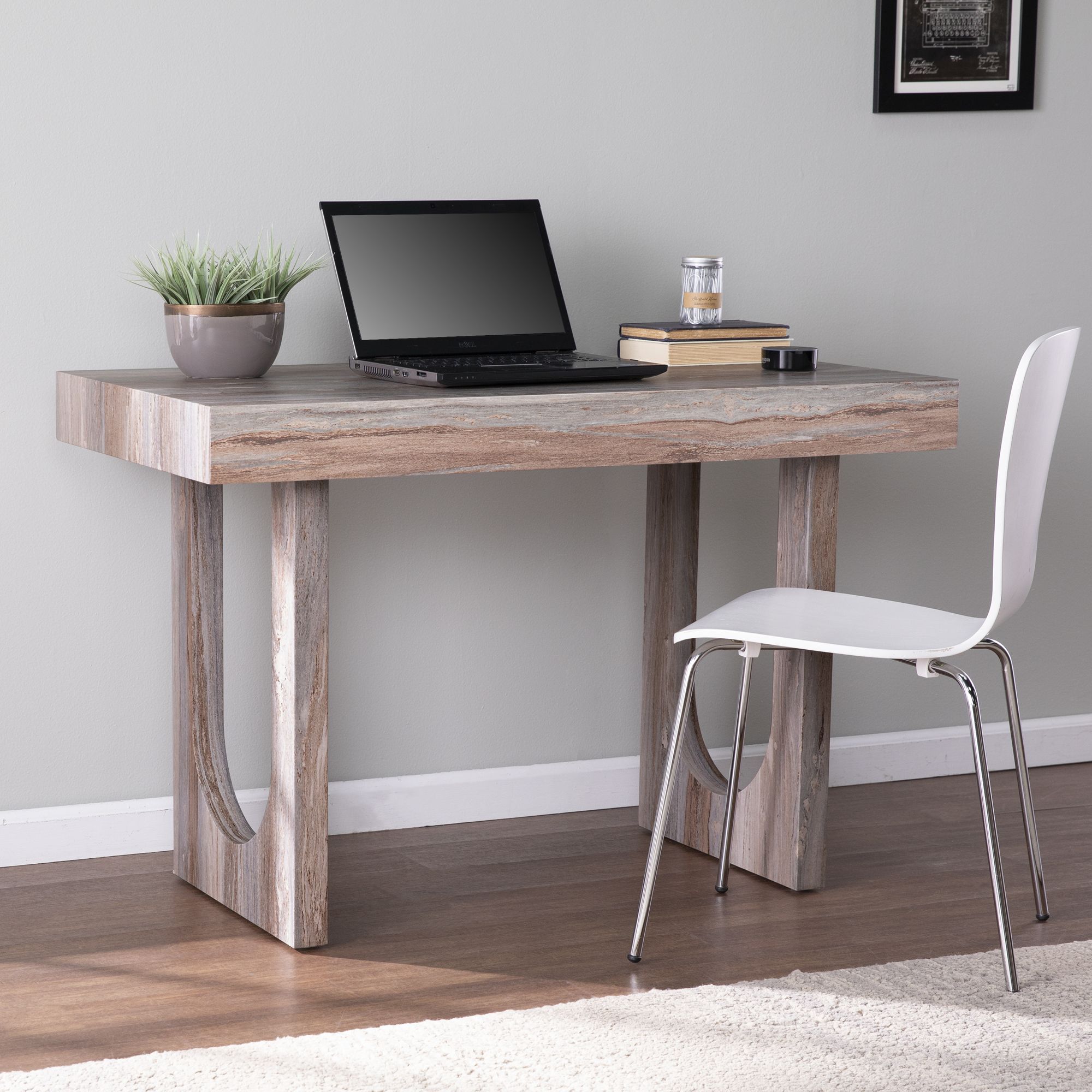 Chadkirk 45 1/4" wide Brown Faux Marble Writing Desk 91V45 Lamps Plus