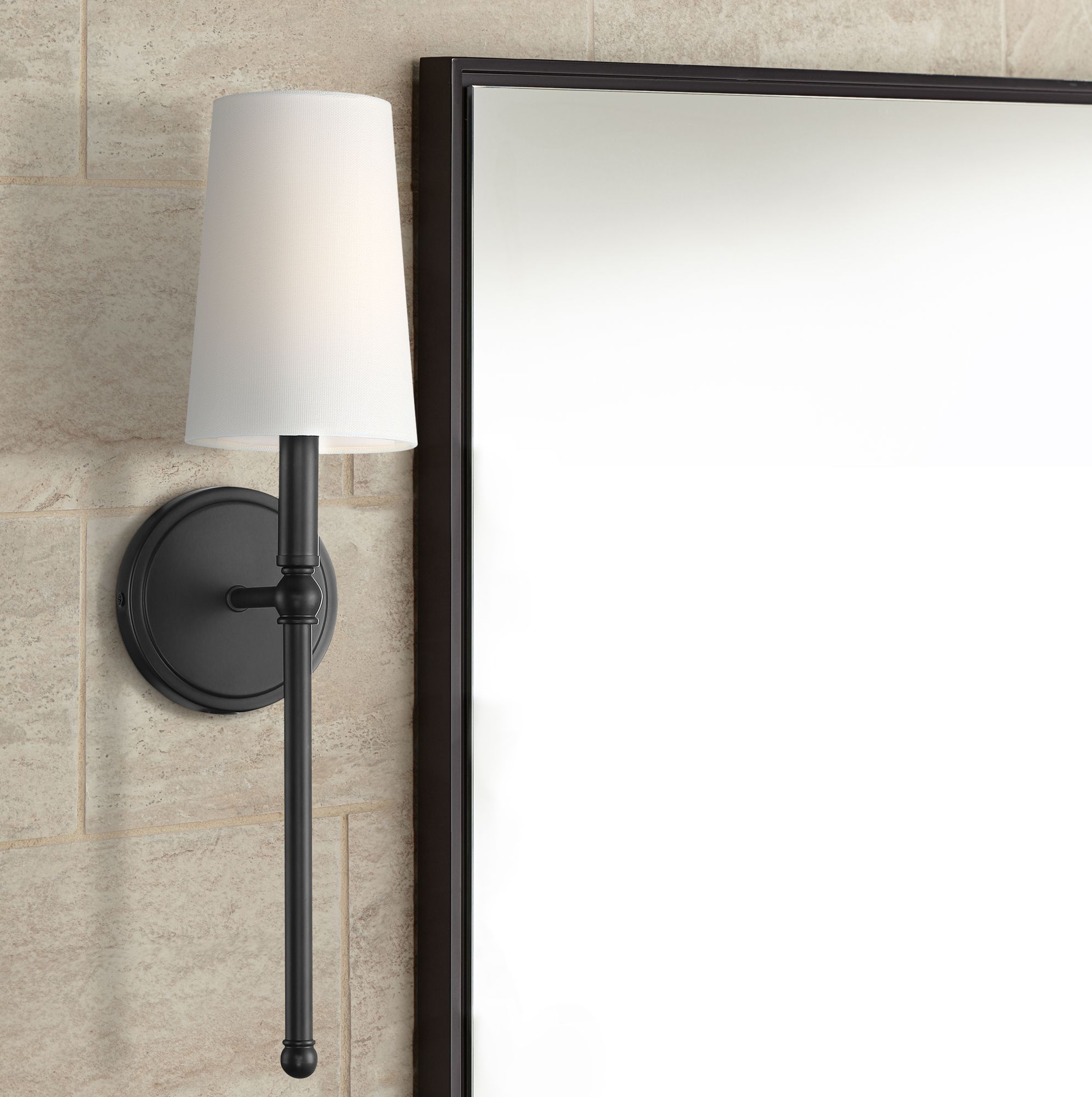 Greta 21" High Bronze Wall Sconce with Linen Shade