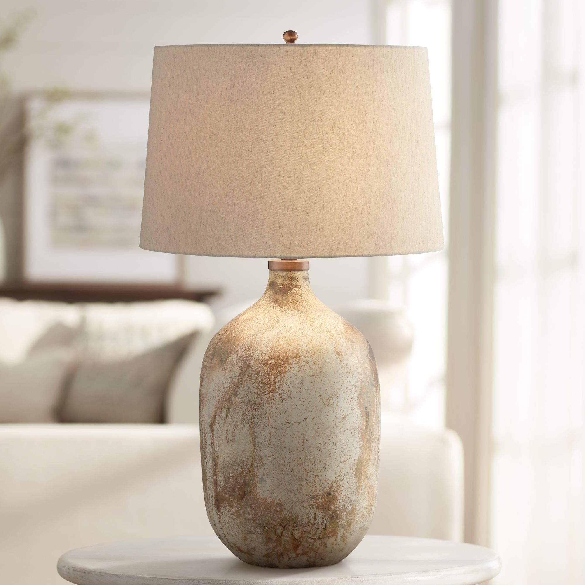 Crestview Collection Chambers Bronze Hued Glass Table Lamp