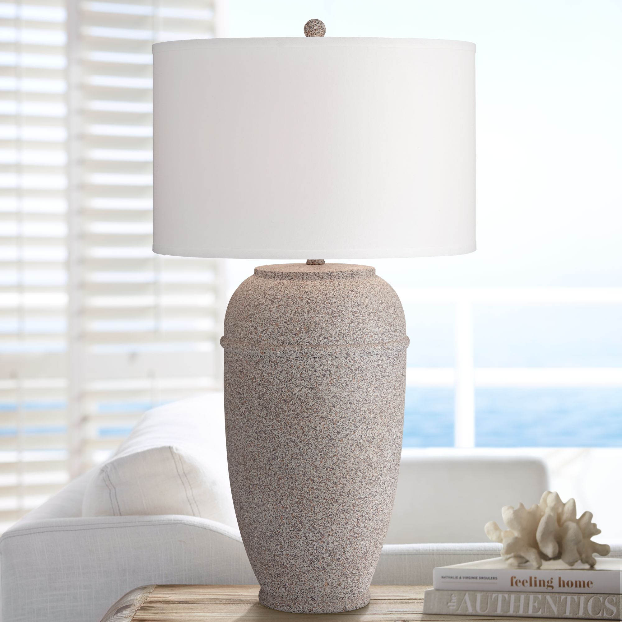 Kofa Tall Jar Concrete Finish Coastal Modern Table Lamp