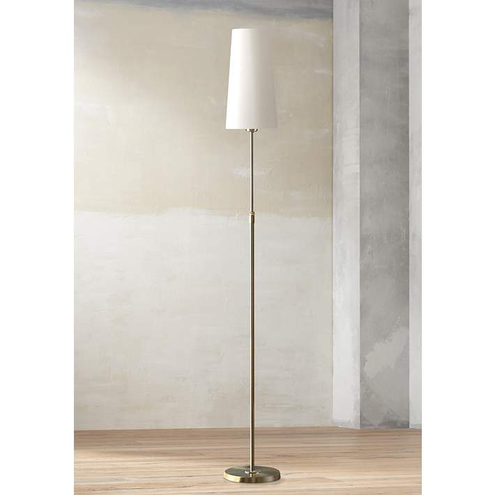 Holtkoetter Satin Nickel Narrow White, Skinny Floor Lamp With Shade