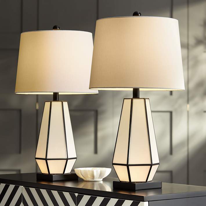Zoe Modern Geometric Night Light Table Lamps Set of 2 - #92D44 | Lamps Plus