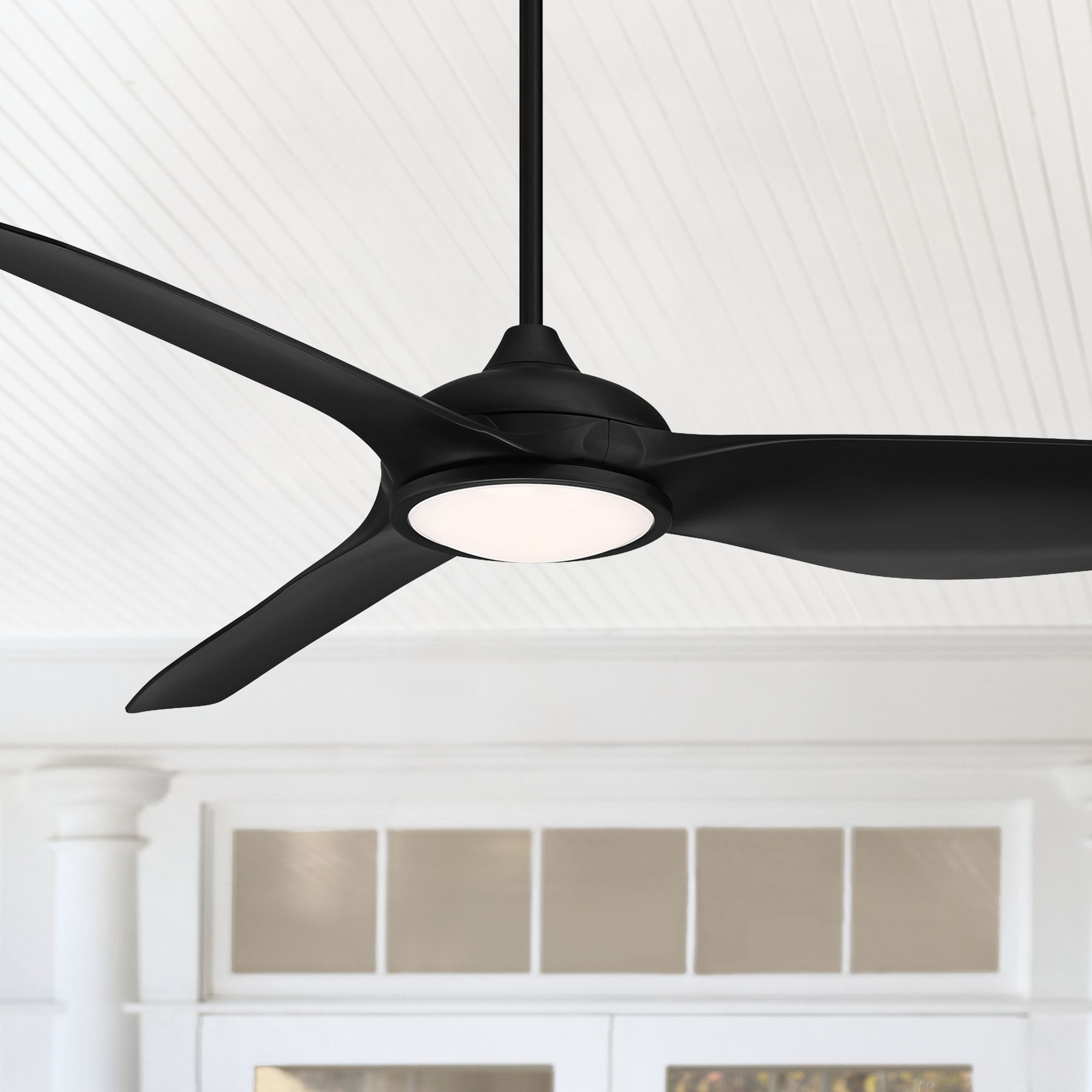 60" Possini Damp Dark Vader Matte Black LED Ceiling Fan