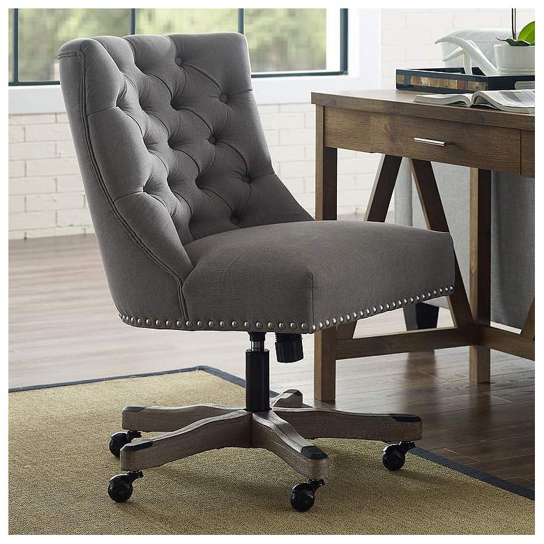 Empress Gray Tufted Adjustable Swivel Office Chair