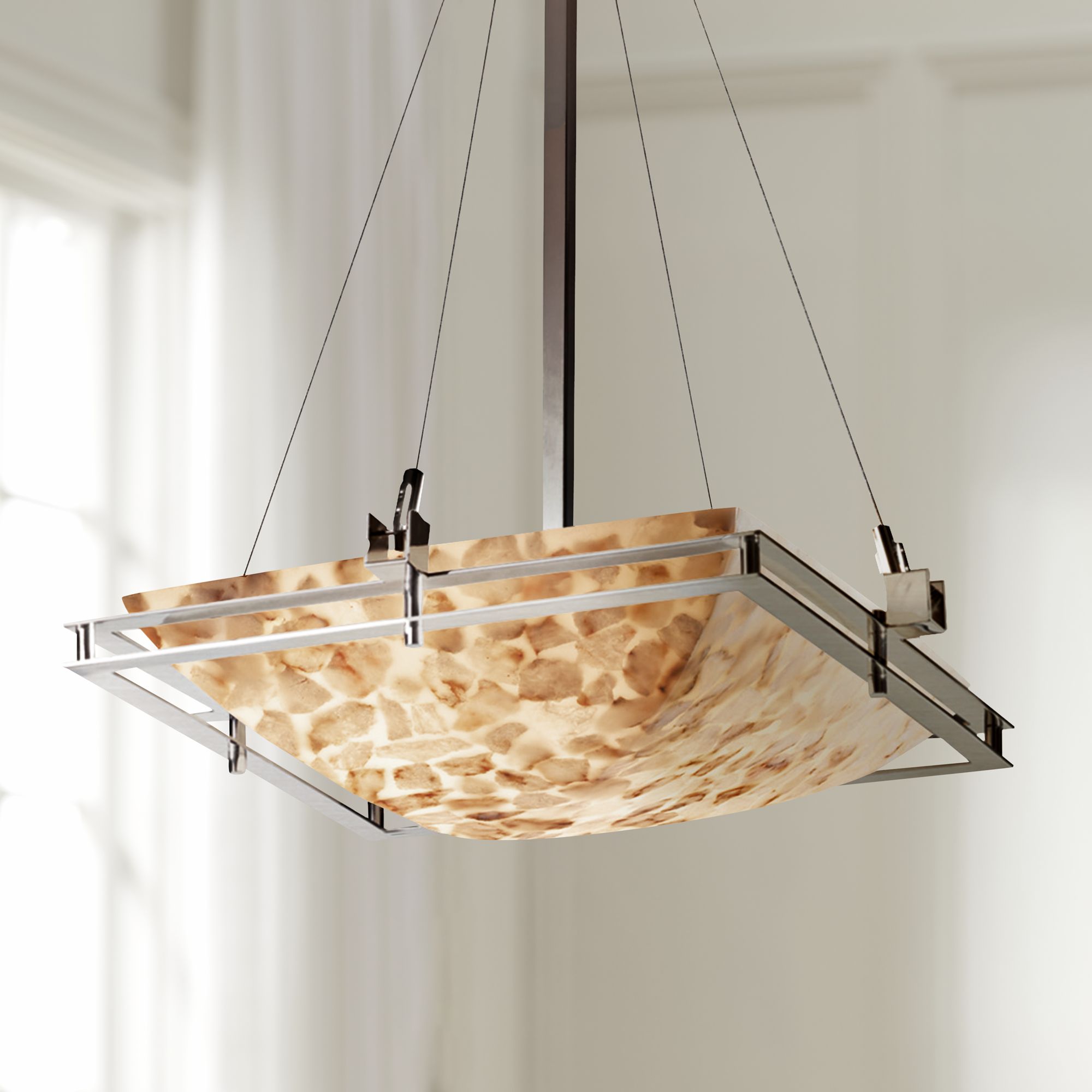 Alabaster Rocks!™ 22" Wide Nickel LED Pendant Light
