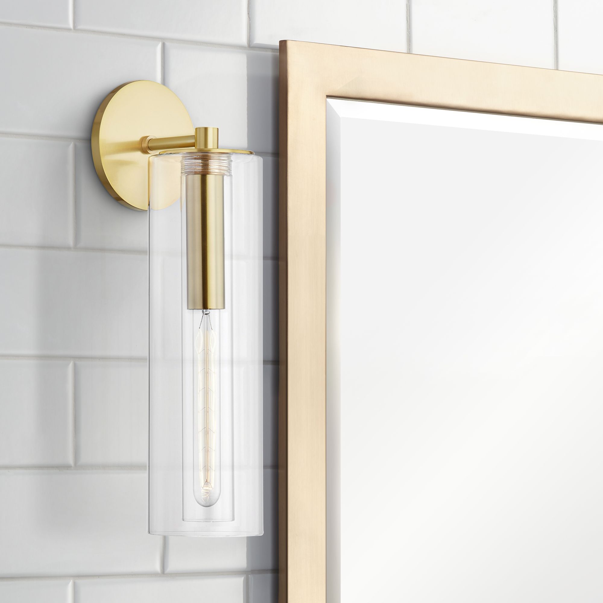 Mitzi Belinda 19"H Aged Brass and Clear Glass Wall Sconce