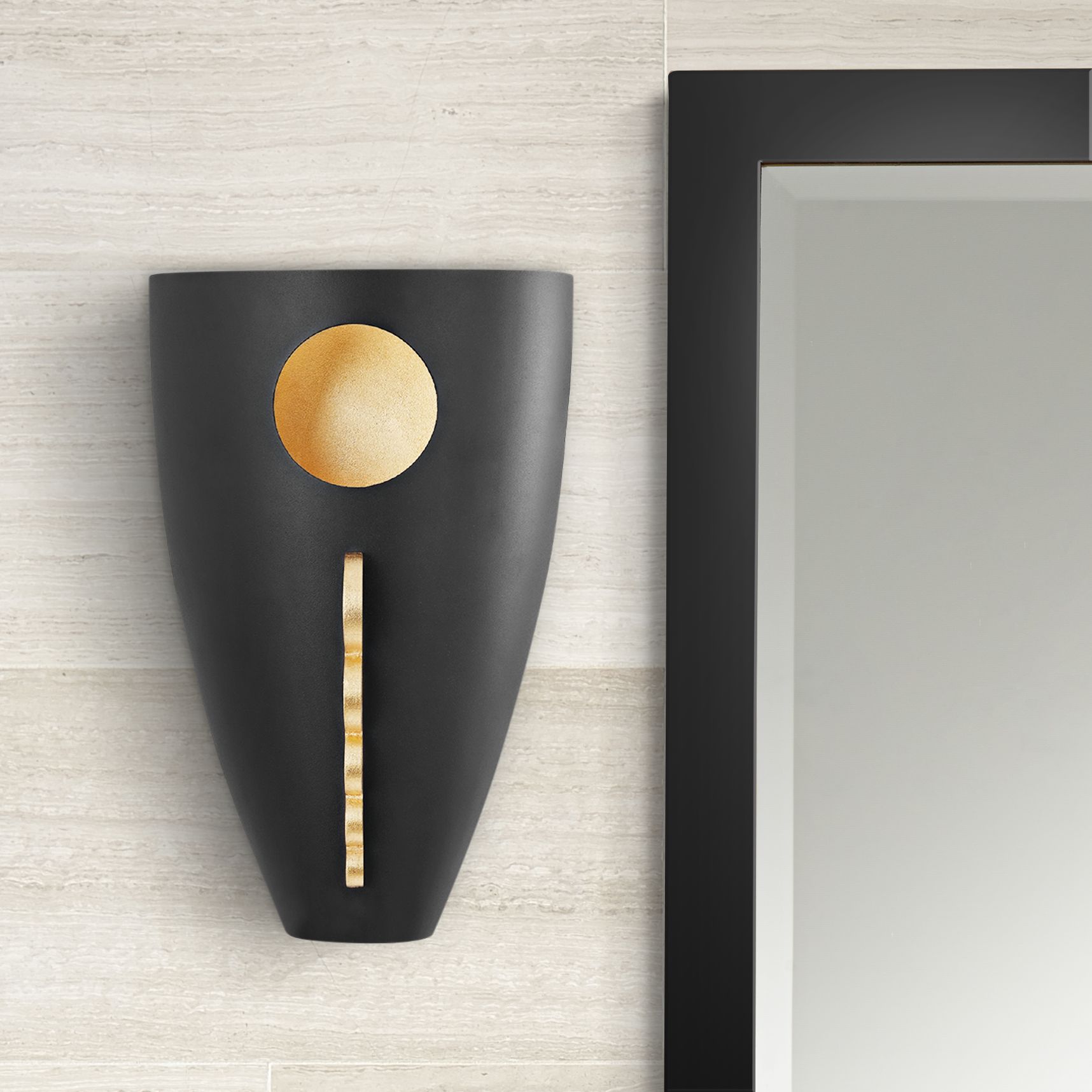 Mitzi Ari 11 3/4" High Black Gold Leaf Steel Wall Sconce