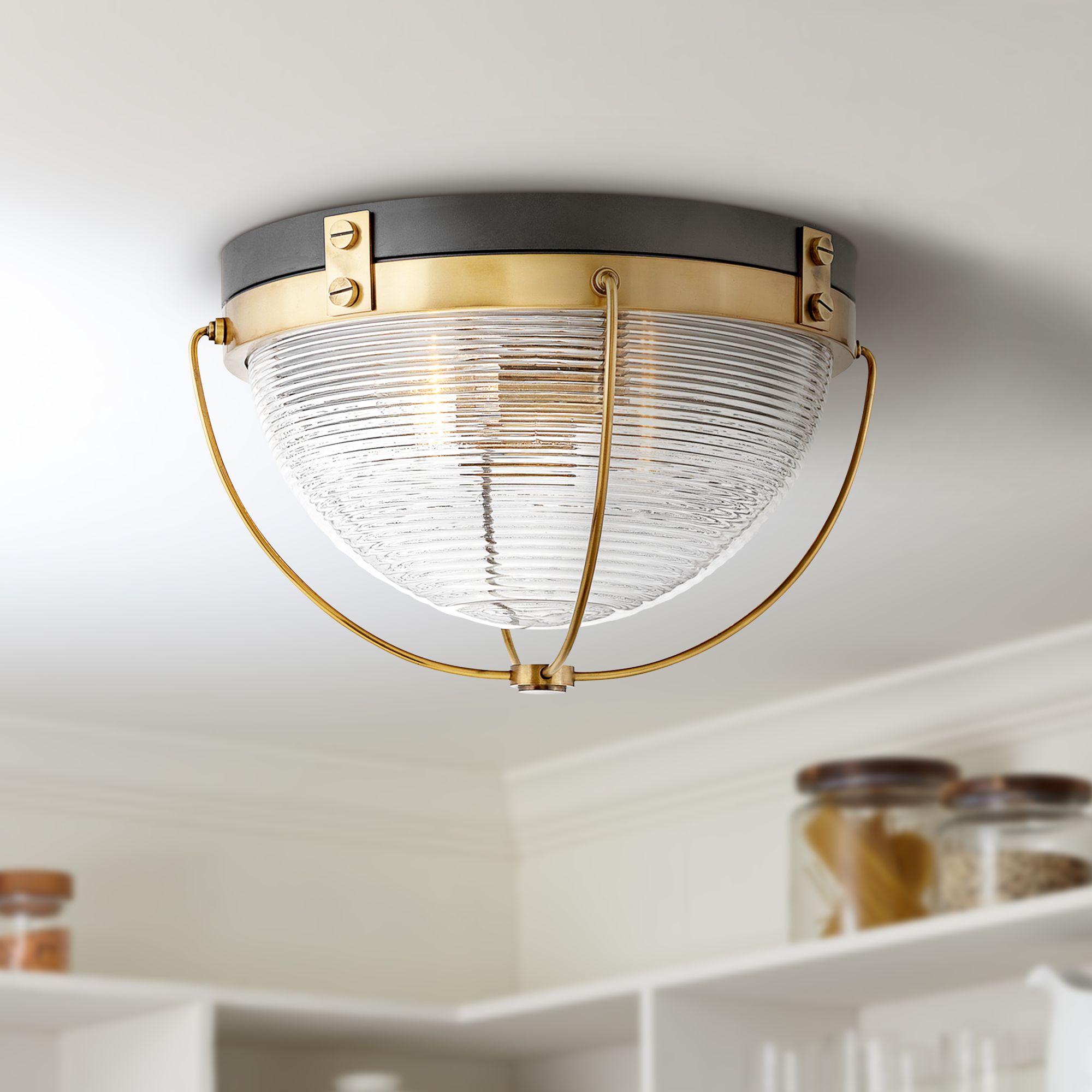 Hinkley Crew 16" Wide Heritage Brass Ceiling Light