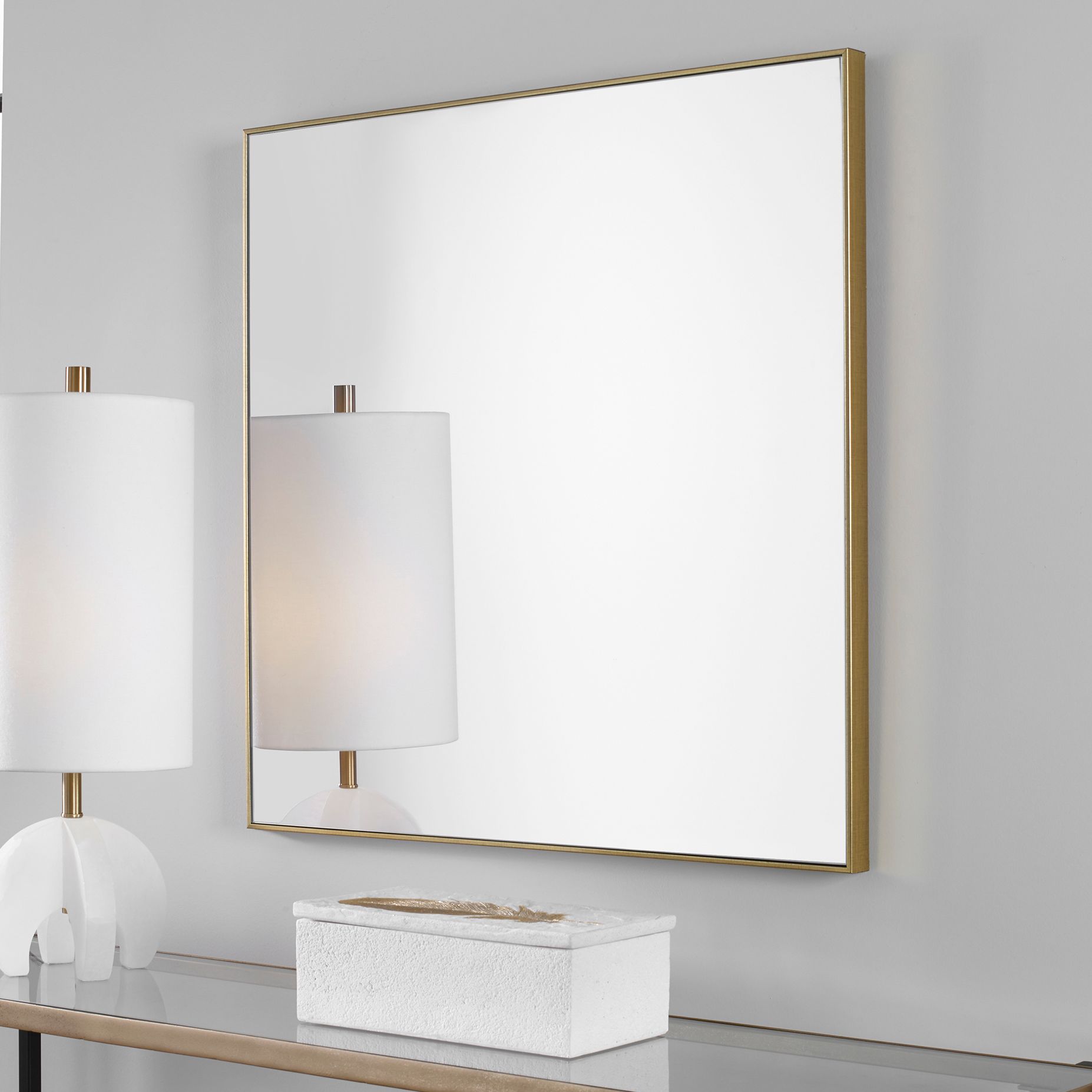 Uttermost Alexo Brushed Gold 28" Square Wall Mirror 94K19 Lamps Plus