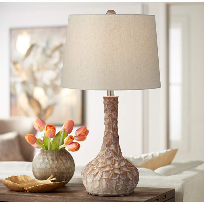 Mushu Handcrafted Ceramic Accent Table, Organic Modern Table Lamps