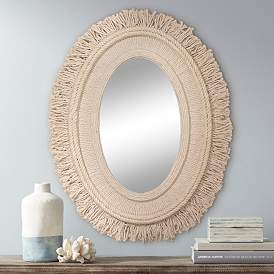 Jamie Young Fringe Off-White Jute 32&quot; x 43&quot; Wall Mirror