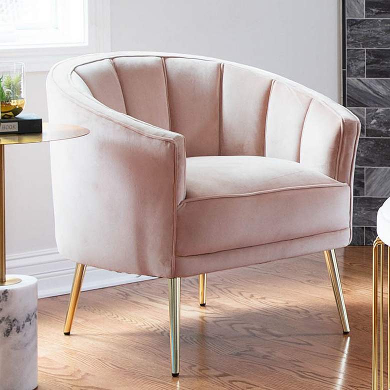 Tania Blush Pink Velvet Tufted Accent Chair 94V93