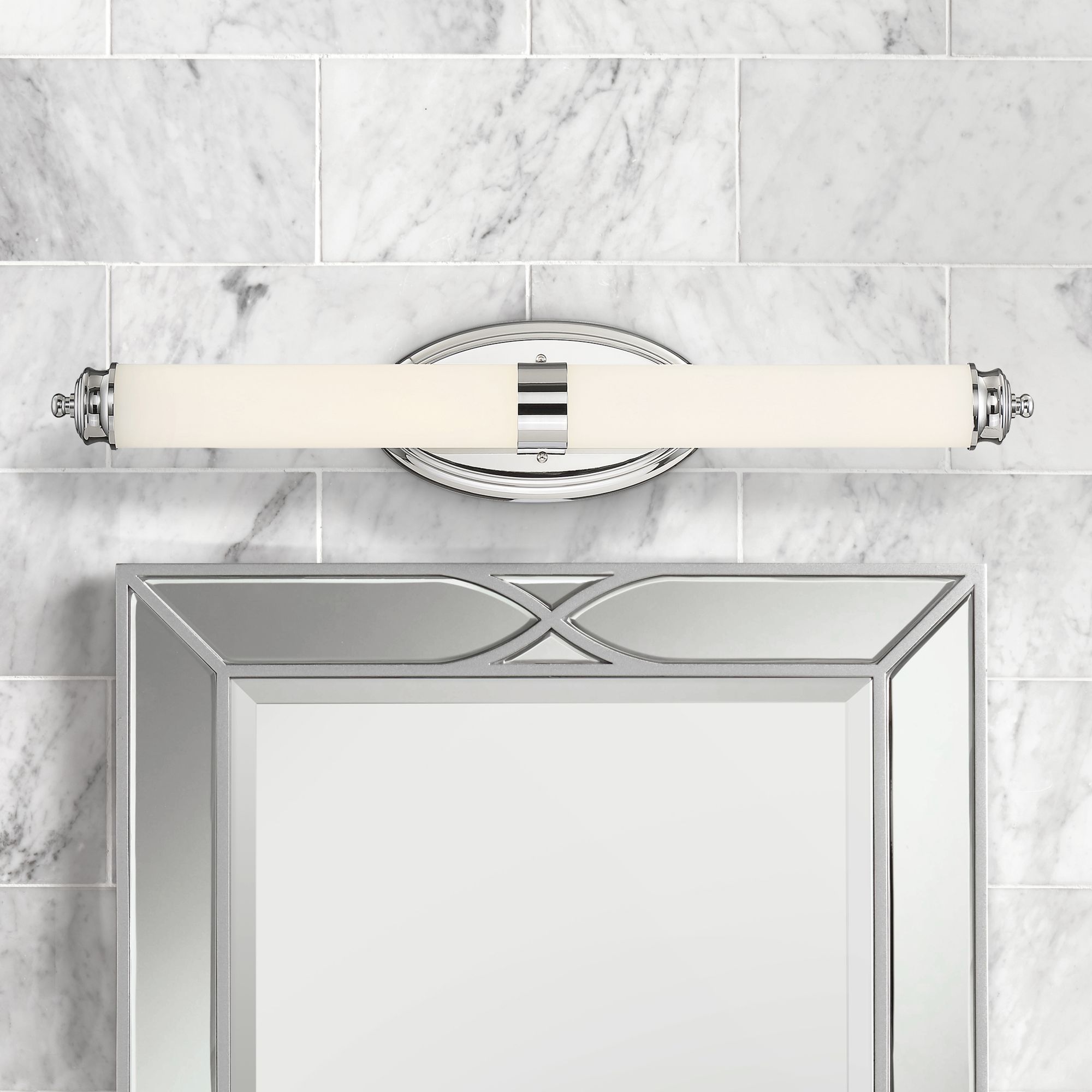 Madison 27 1/4" Wide Chrome Metal Bar LED Bath Light