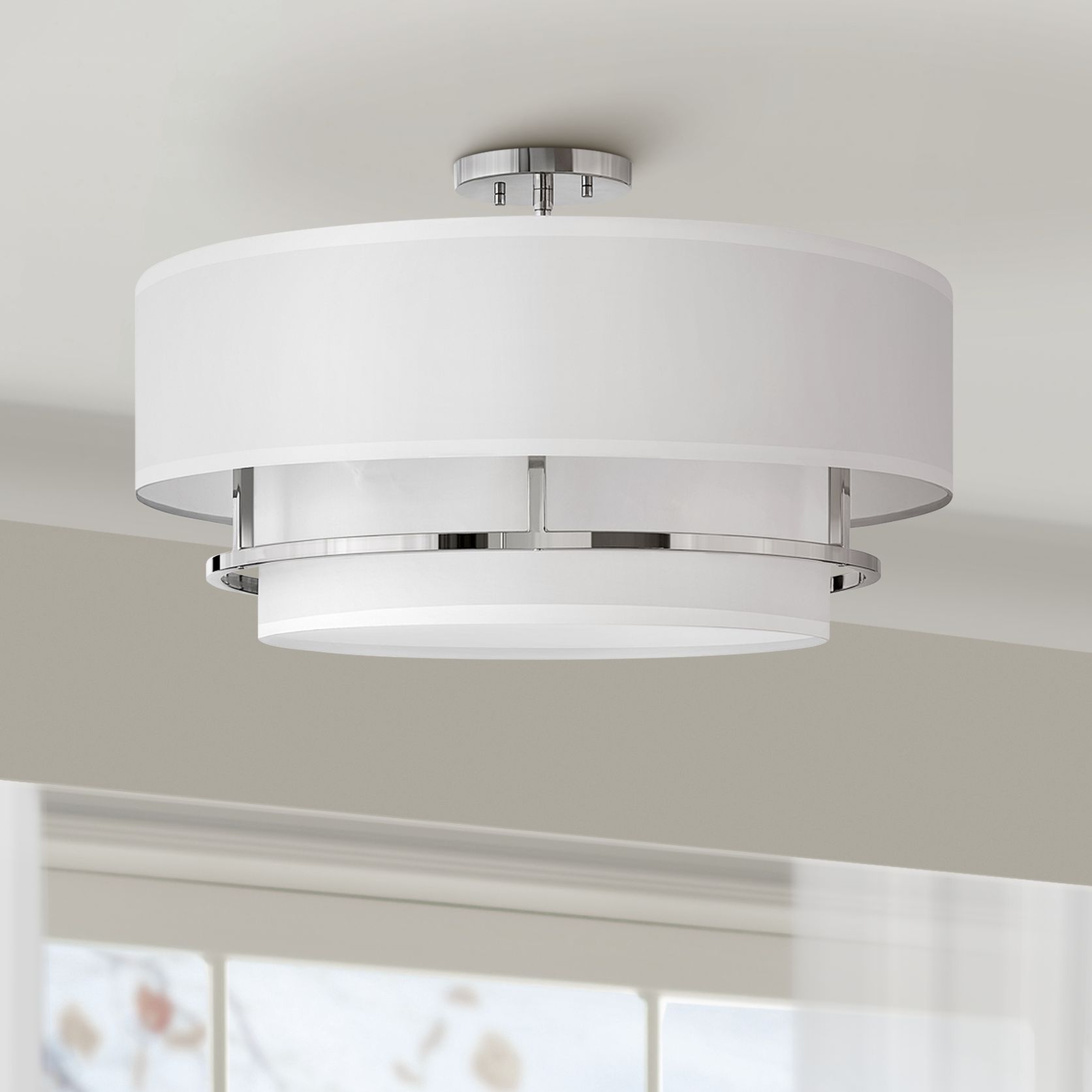 Hinkley Graham 23" Wide Polished Nickel 4 Light Ceiling Light 950T0 Lamps Plus