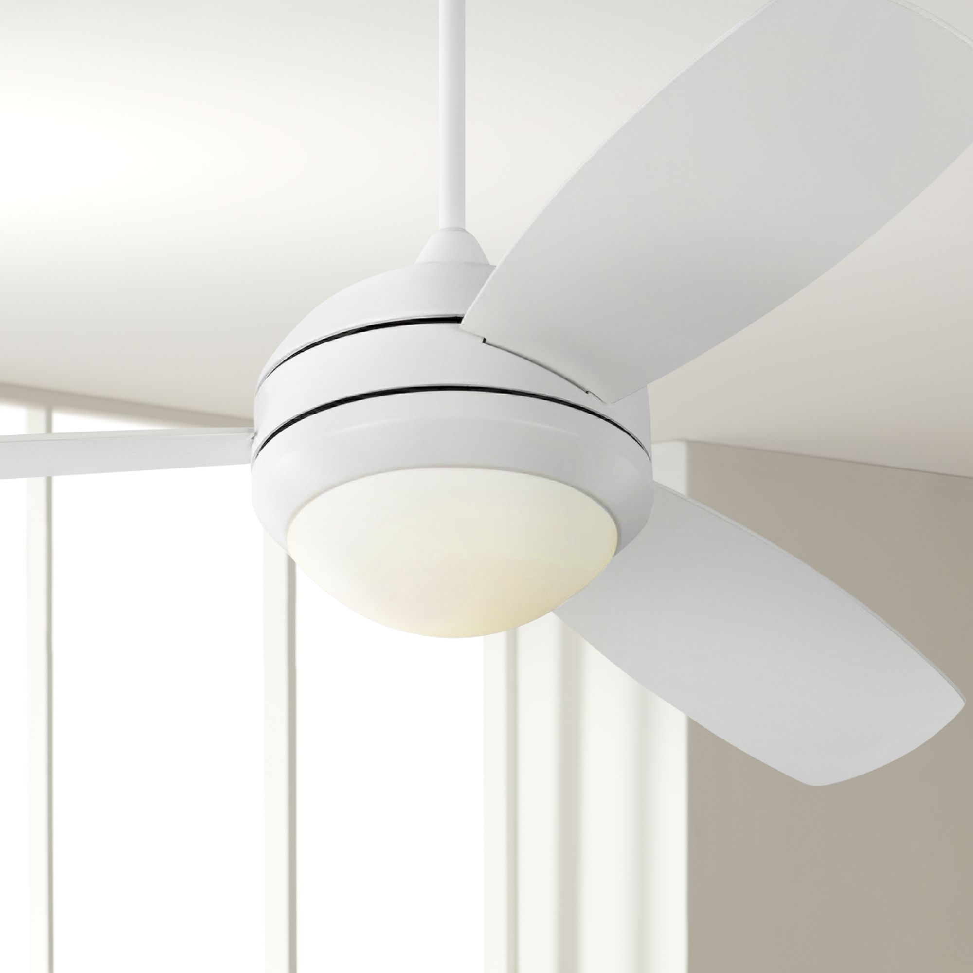 52" Monte Carlo Discus Trio Matte White Damp Rated LED Ceiling Fan