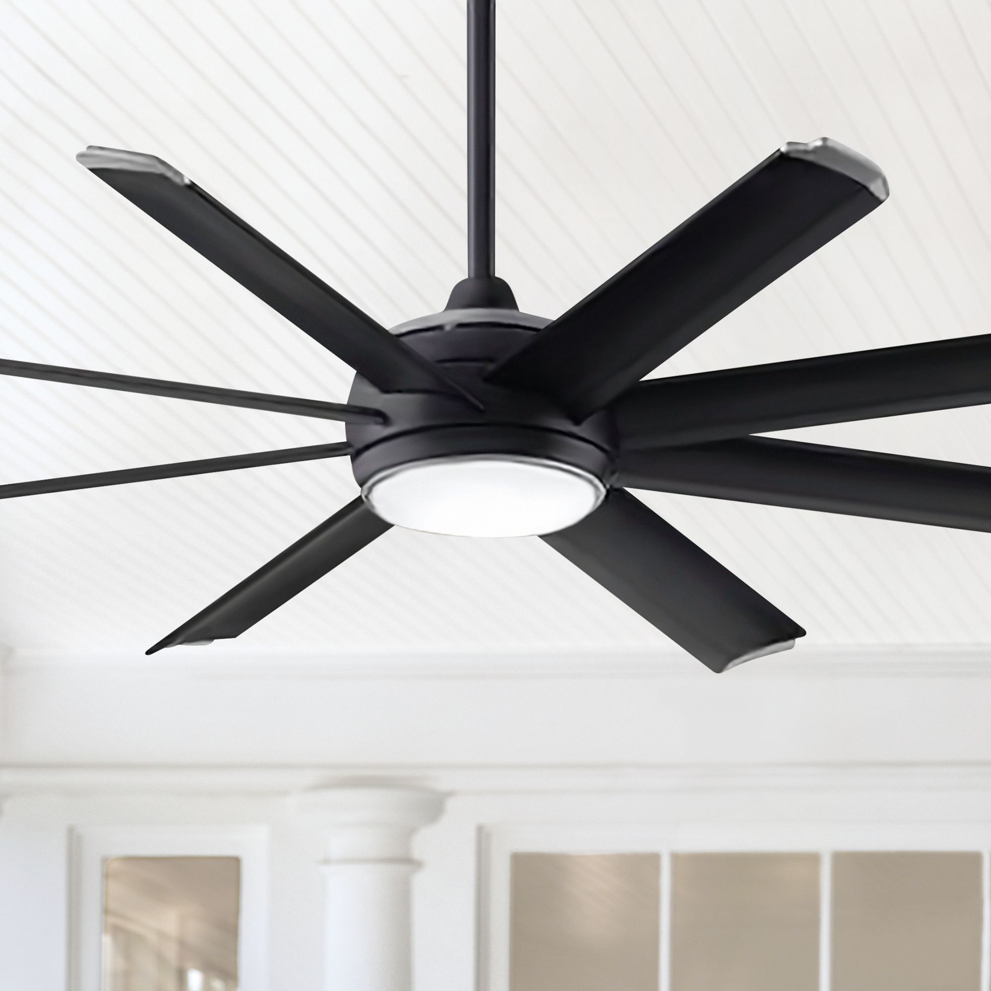 56" Fanimation Stellar Custom Black LED Wet Ceiling Fan ...