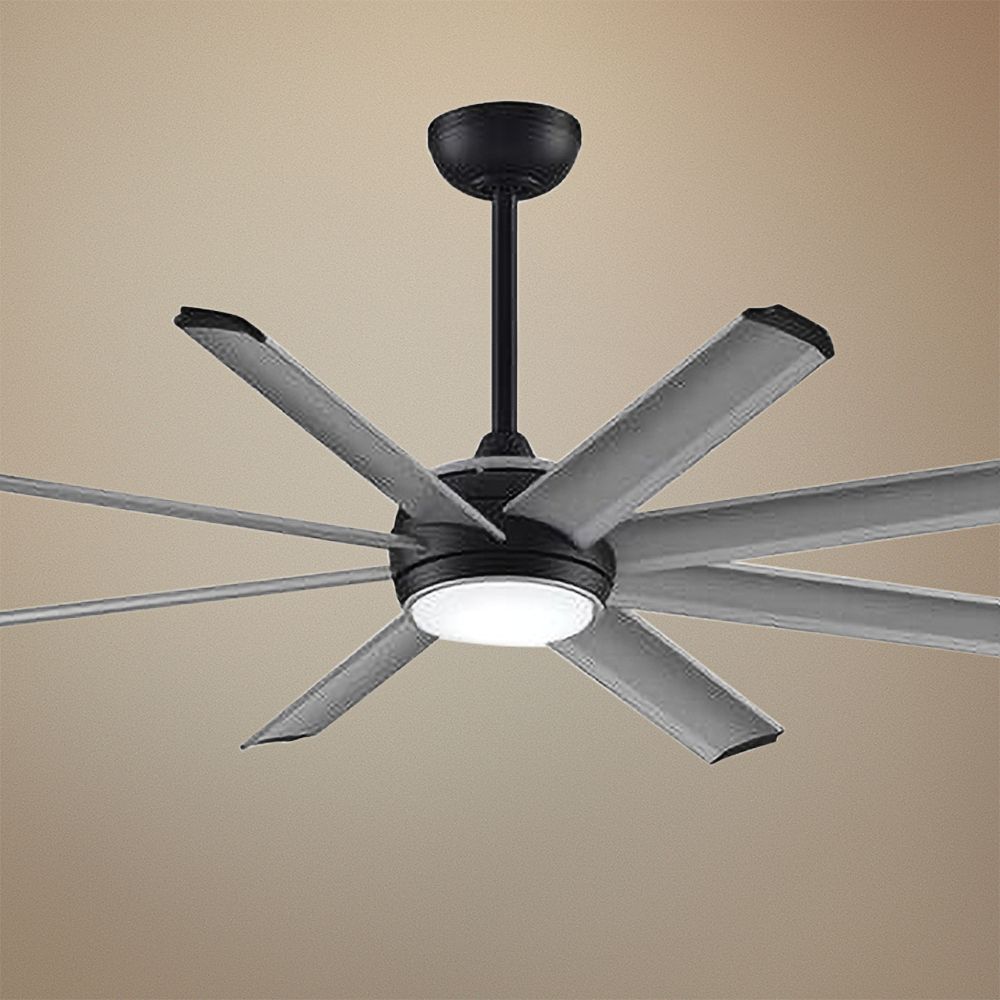 56" Stellar Custom Silver Blade Black Motor LED Ceiling Fan