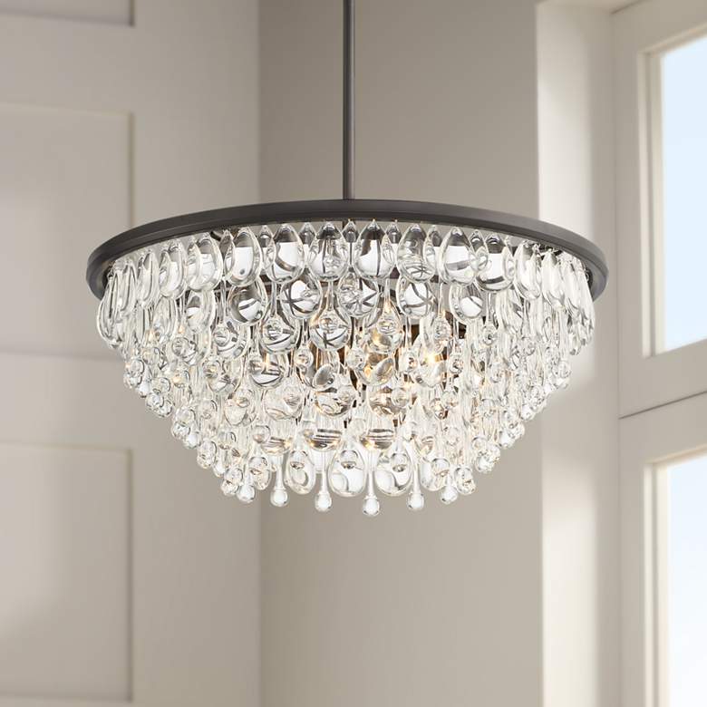 Lorraine 22&quot; Wide Bronze and Crystal Pendant Light