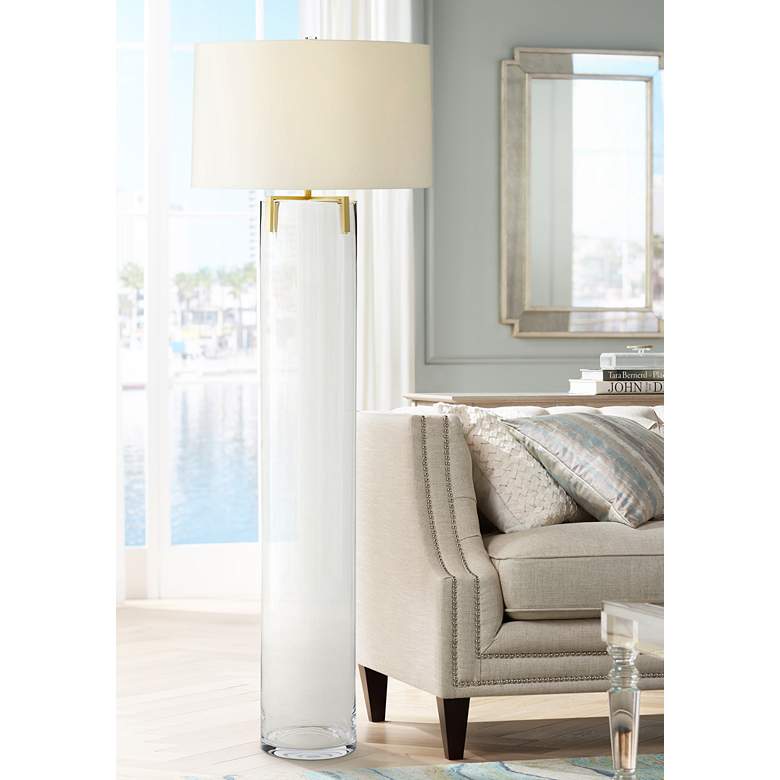Image 1 Arteriors Home Dale Clear Glass Cylinder Column Floor Lamp