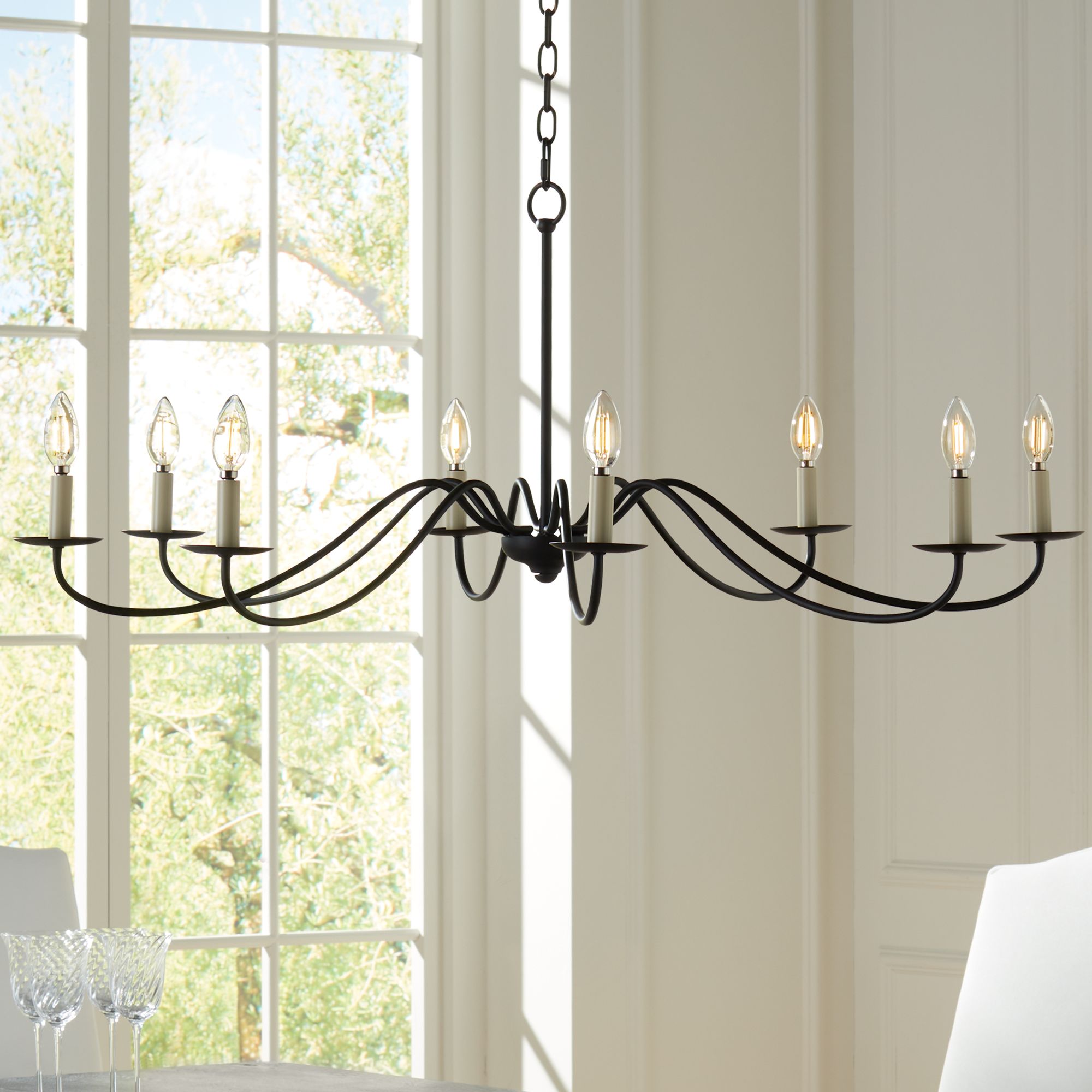 Marinec 42" Wide Black 8-Light Round Chandelier