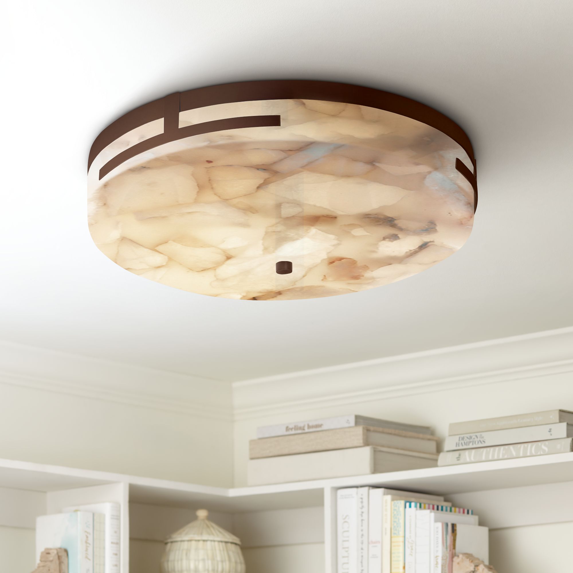 Alabaster Rocks Atlas 18 1/2" Wide Dark Bronze LED Ceiling Light