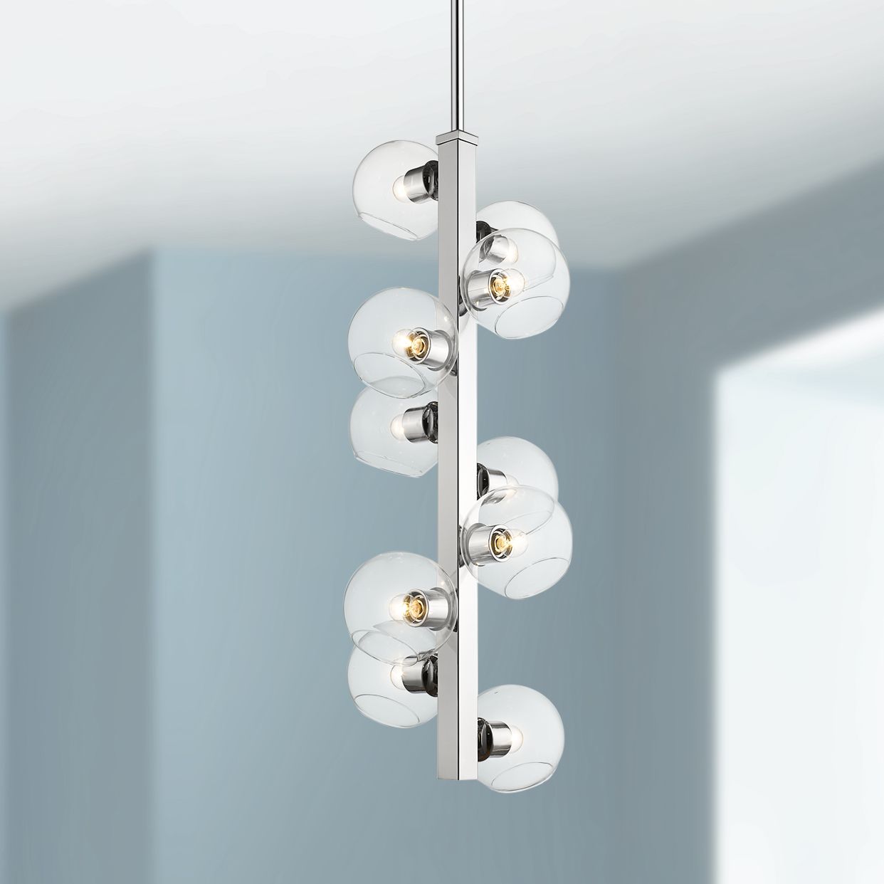 Marquee 14" Wide Chrome 10-Light Pendant