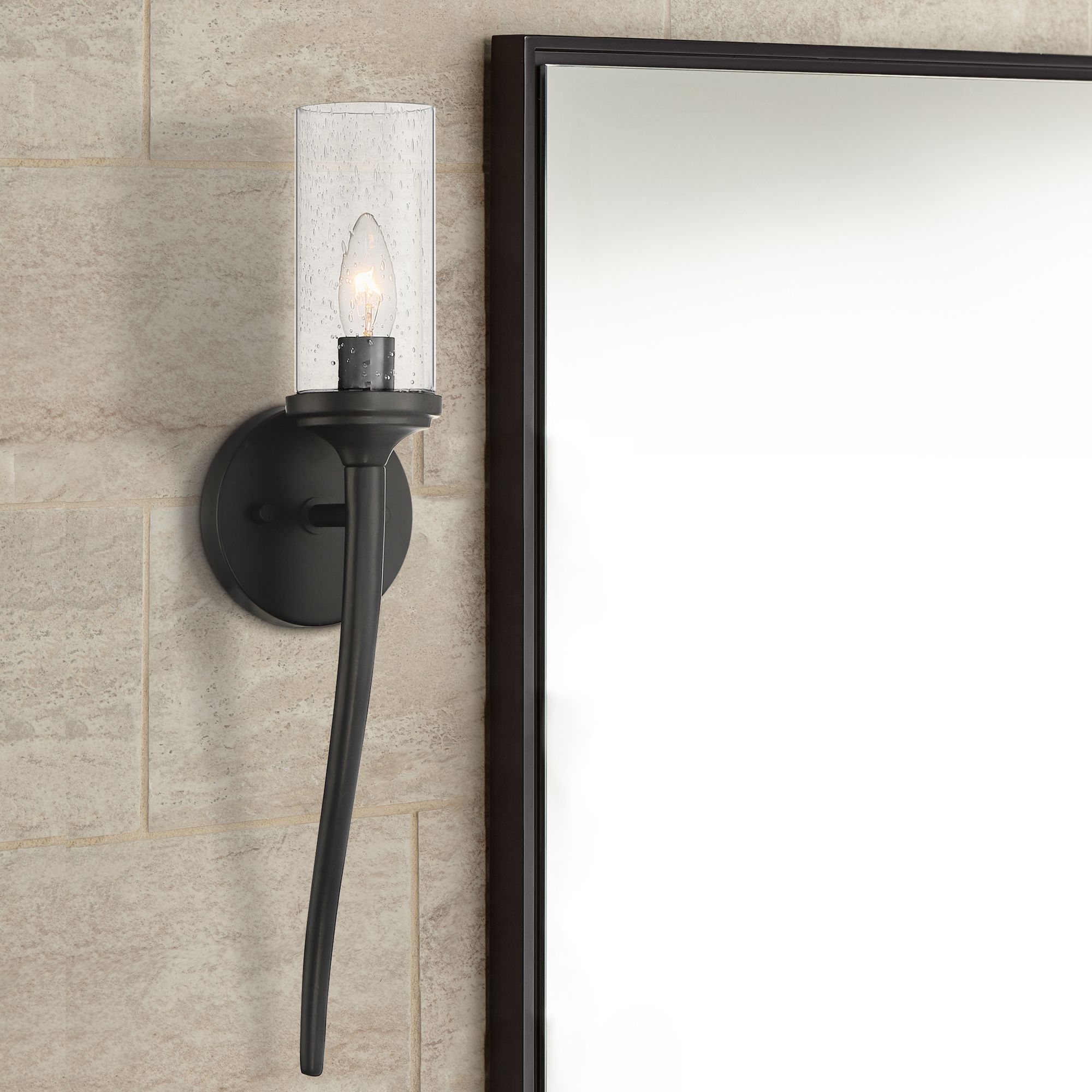 Cattail 20" High Black Wall Sconce