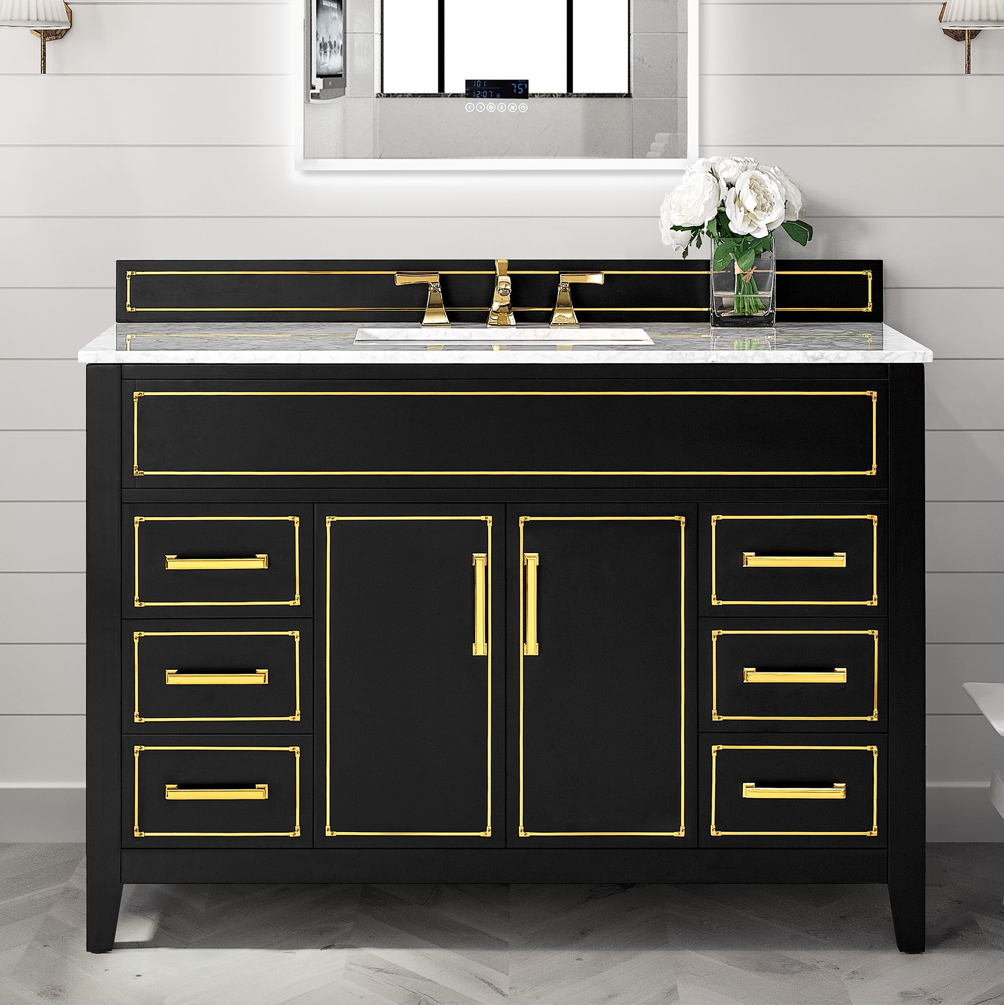 Aspen 48" Wide Black Onyx 2-Door Single Sink Vanity