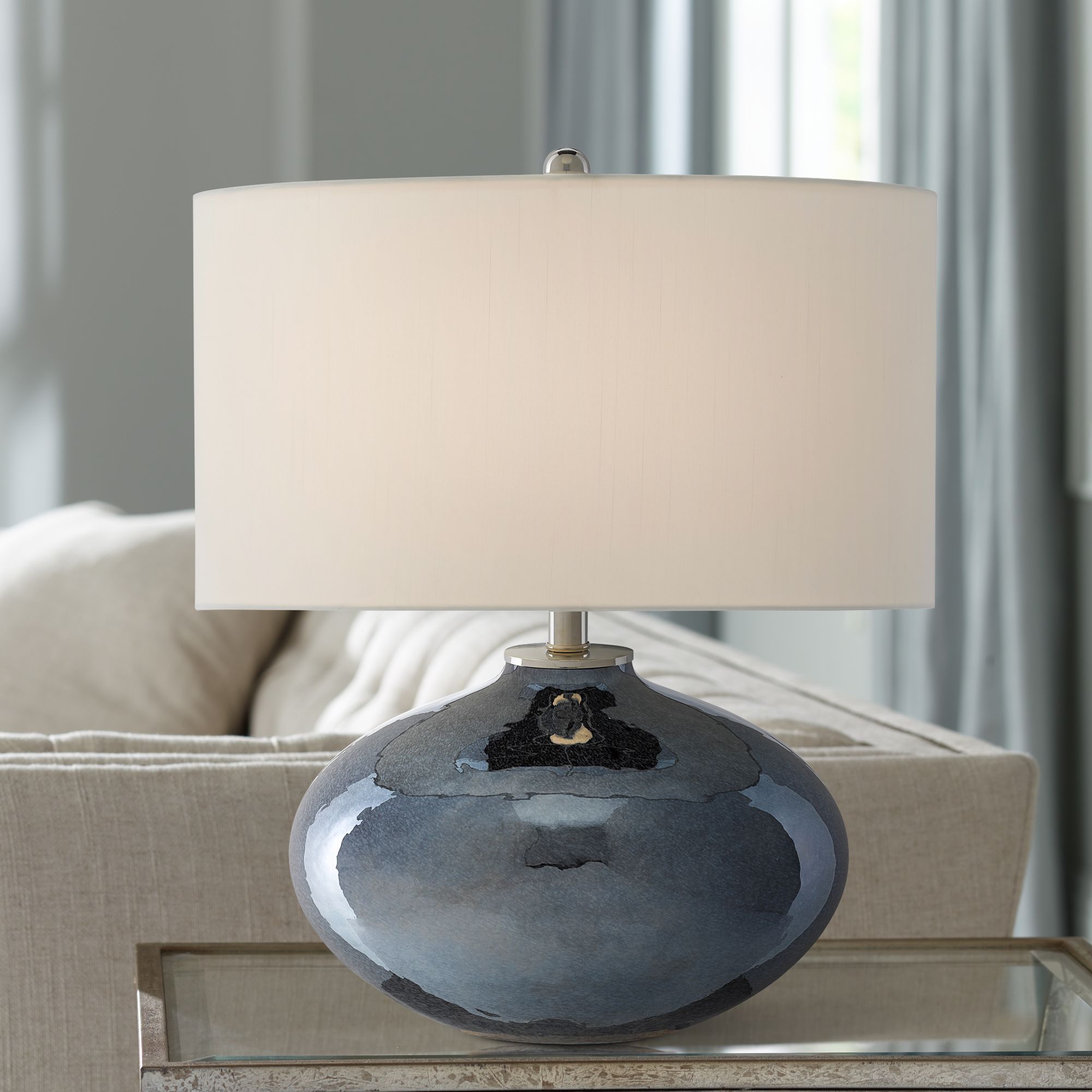 Currey and Company Lucent Blue Glass Accent Table Lamp