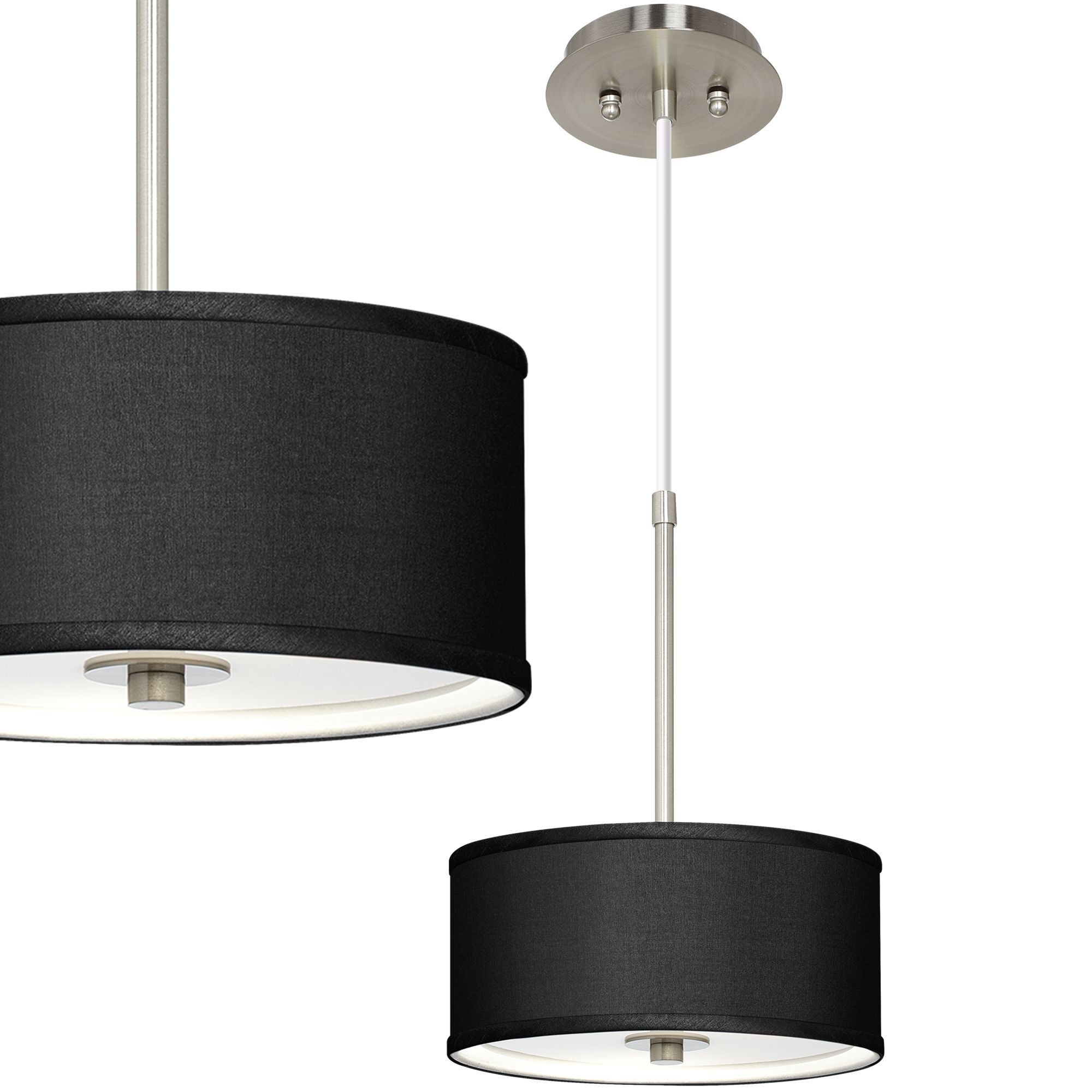 Black Faux Silk 10 1/4" Wide Pendant Light