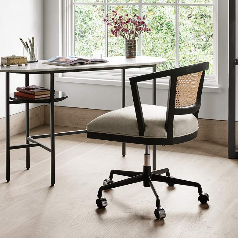 Alexa Savile Flax and Brushed Ebony Iron Adjustable Desk Chair