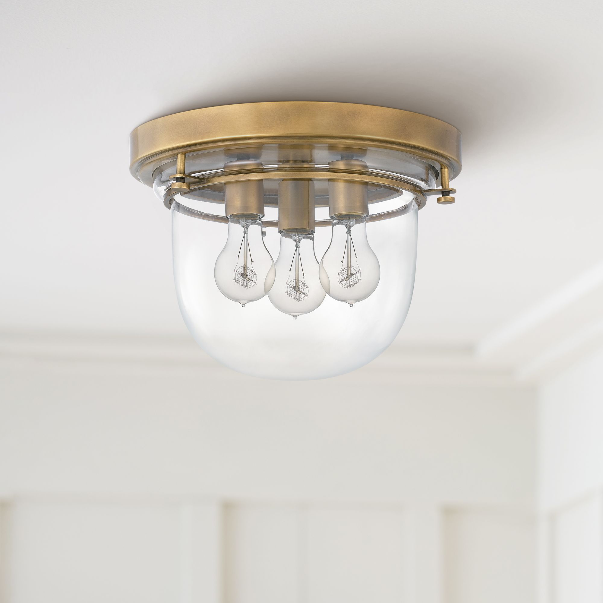 Quoizel Whistling 13"W Weathered Brass 3-Light Ceiling Light