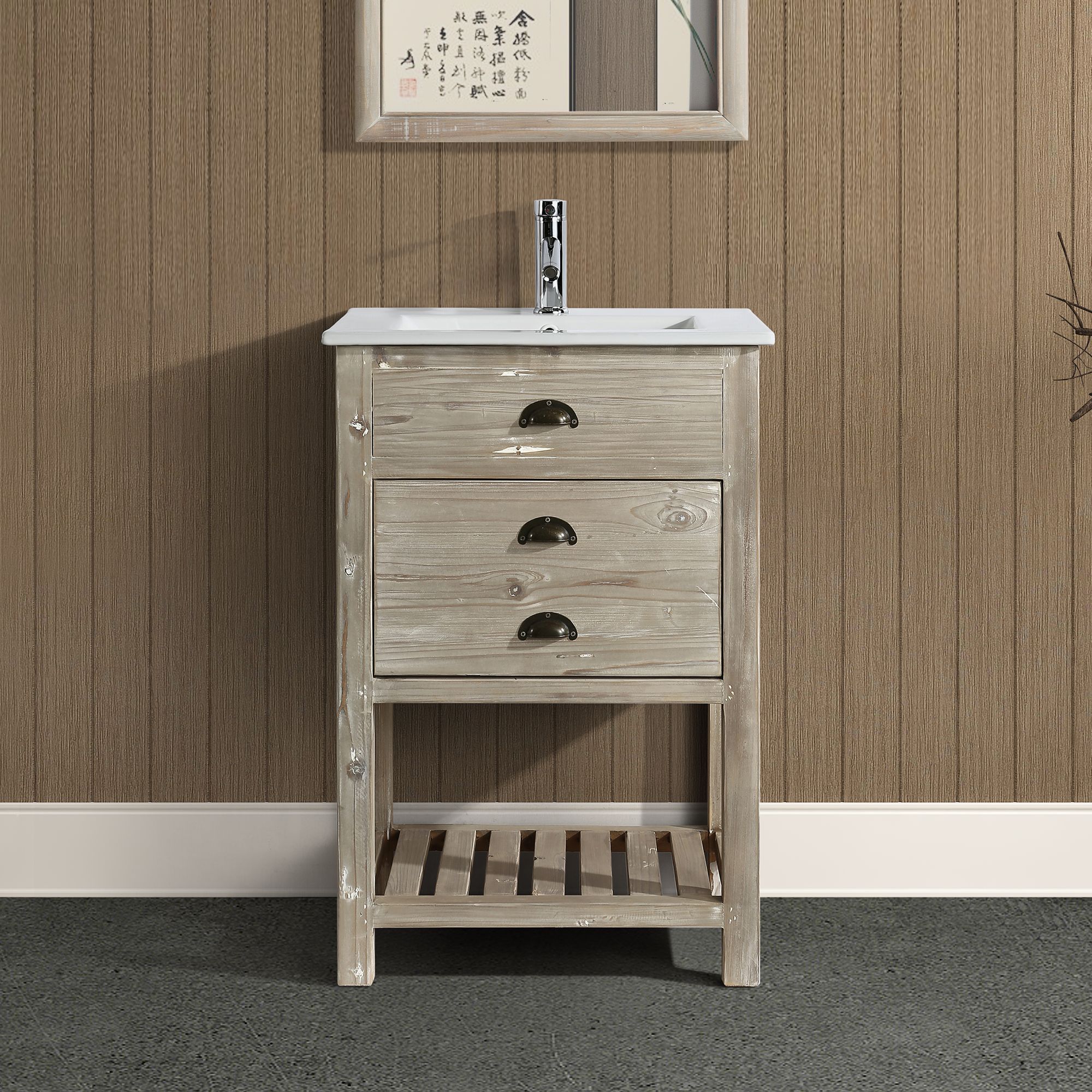 Asbury 24" Wide Natural Wood 1-Drawer Single Sink Vanity