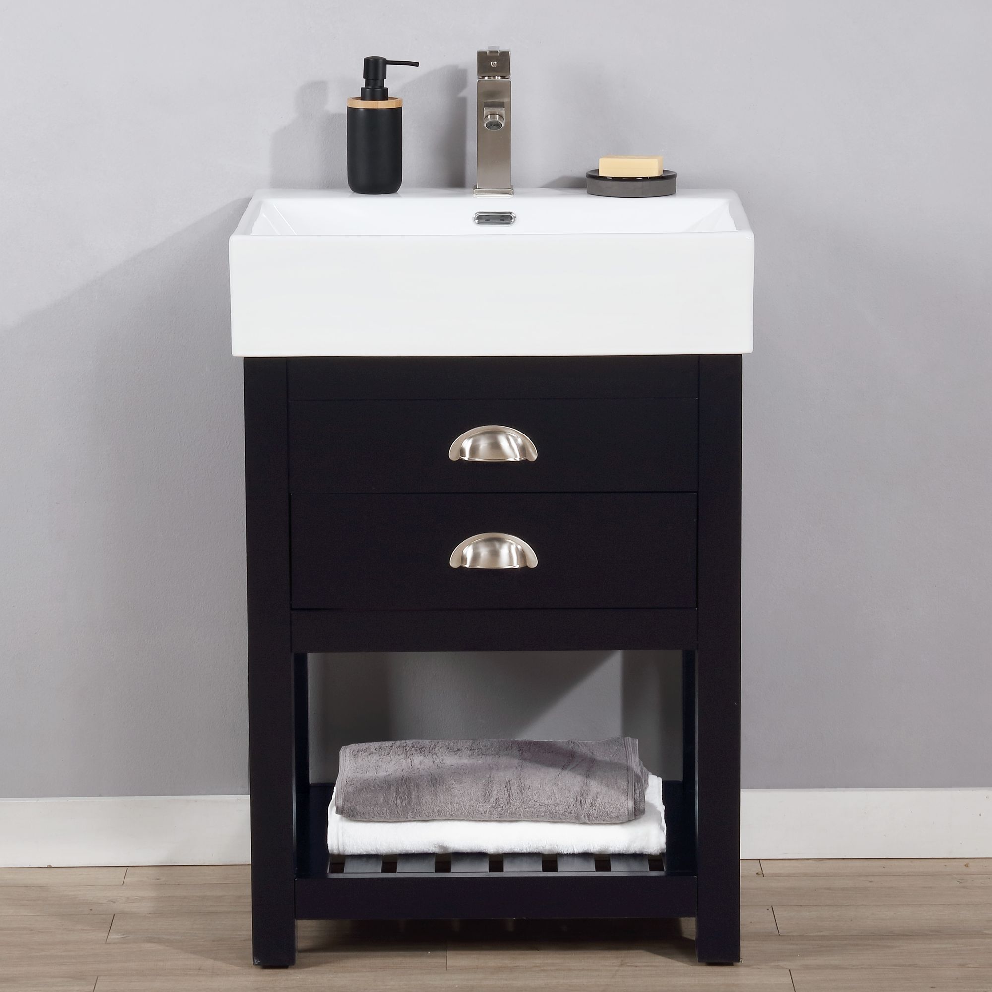 Gavin 24" Wide Espresso Wood 1-Drawer Single Sink Vanity