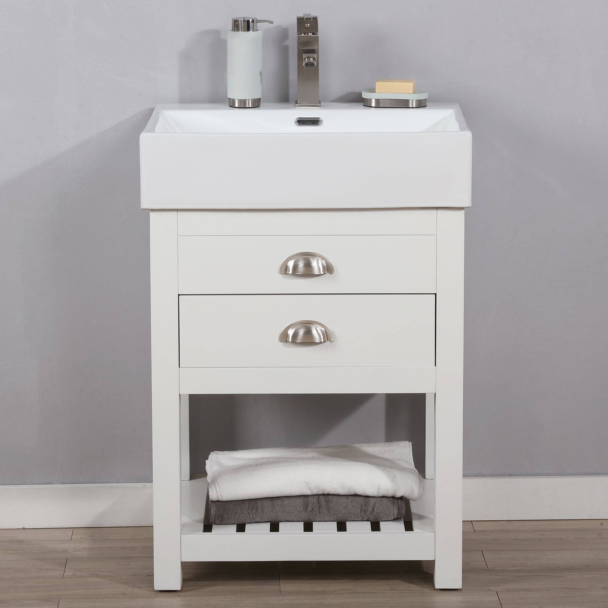 Gavin 24" Wide White Wood 1-Drawer Single Sink Vanity