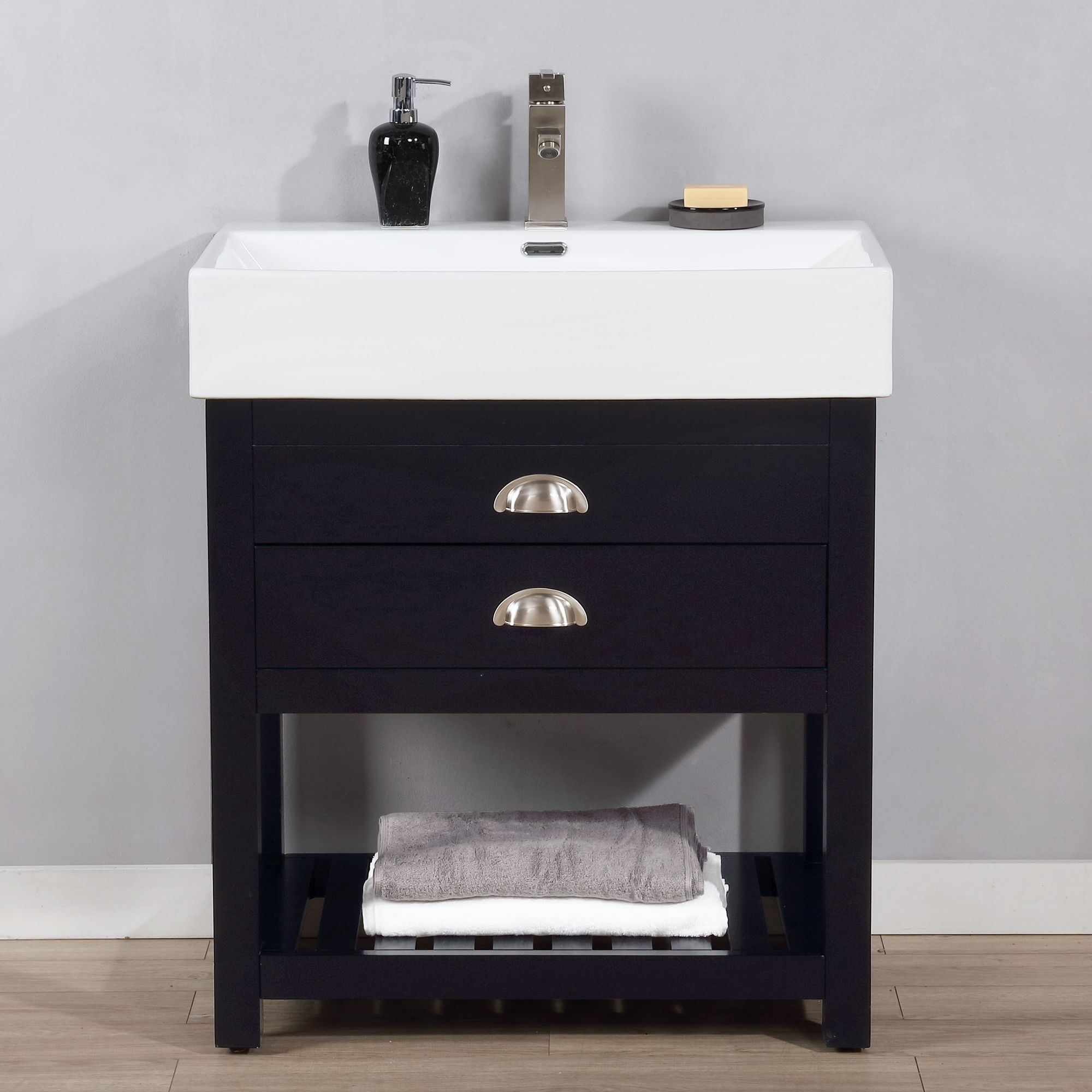 Gavin 30" Wide Espresso Wood 1-Drawer Single Sink Vanity