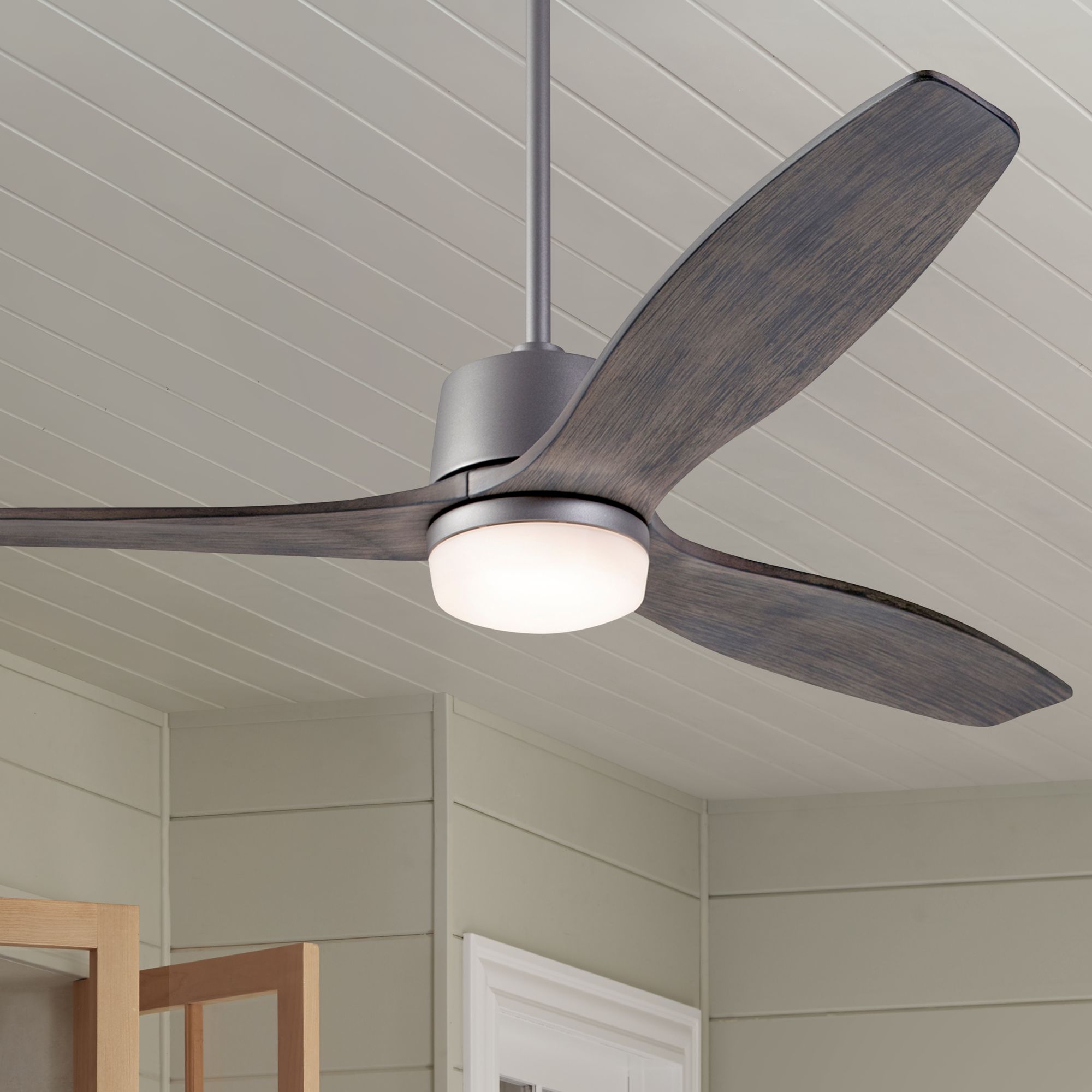 54" Modern Fan Arbor DC Graphite Graywash Damp Rated LED Ceiling