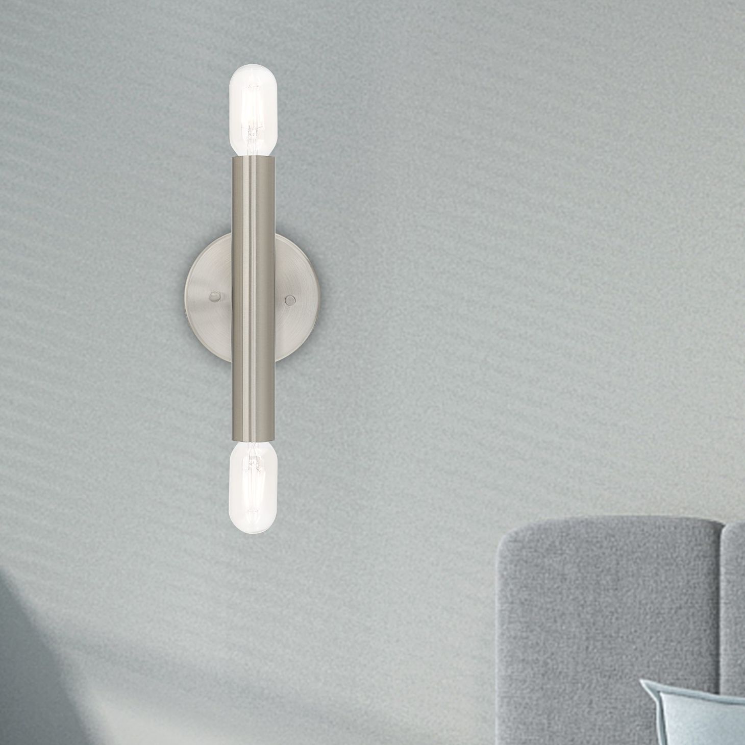 Copenhagen 16.75" High 2 Light Brushed Nickel Modern Wall Sconce