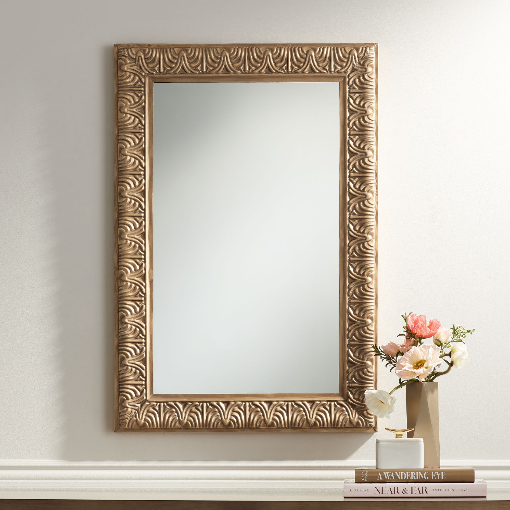 Worley Gold 24" x 36" Ornate Edge Rectangular Wall Mirror 96T44